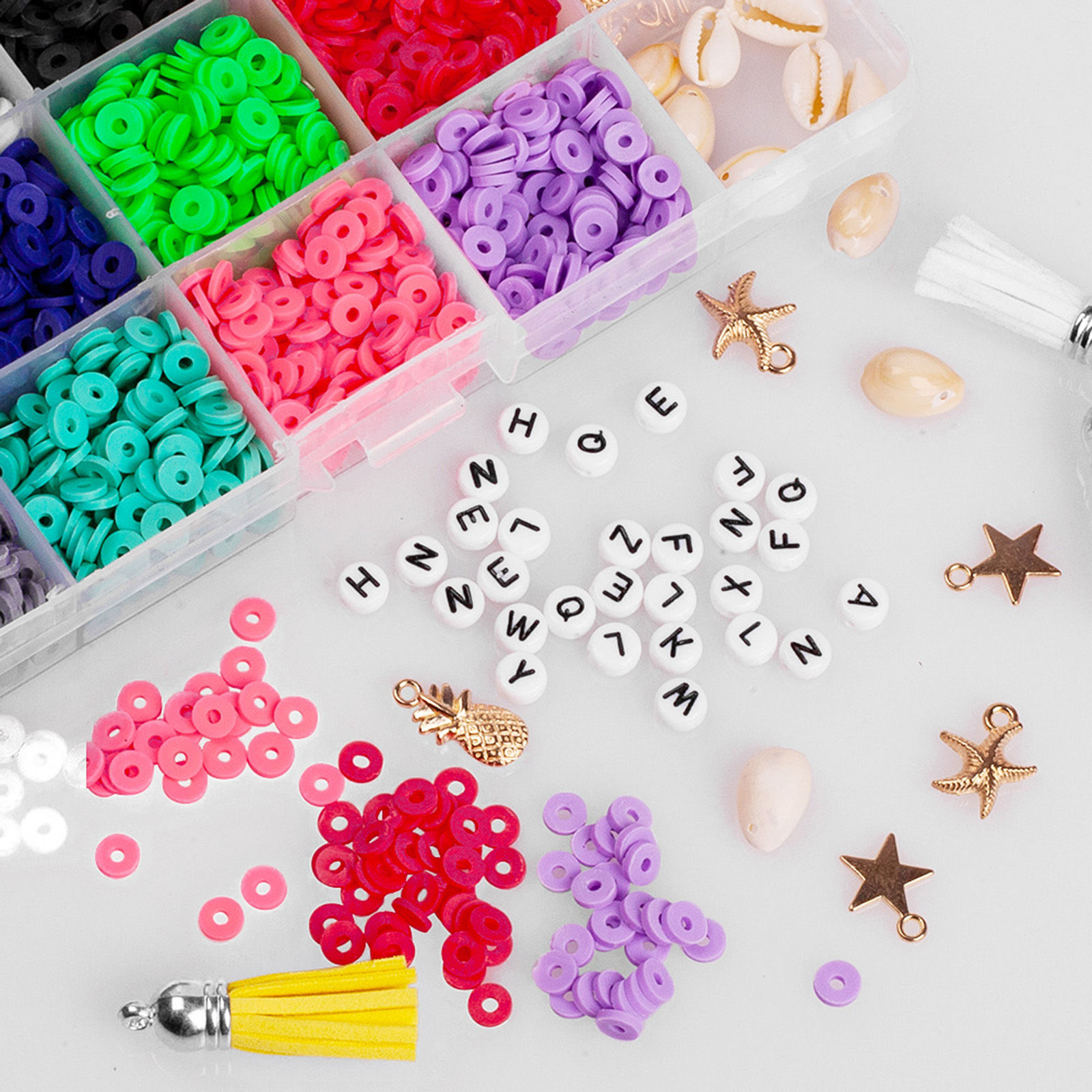 Picture of Polymer Clay Beads DIY Handmade Craft Materials Accessories With Tools Multicolor 17.5cm x 13cm, 1 Set