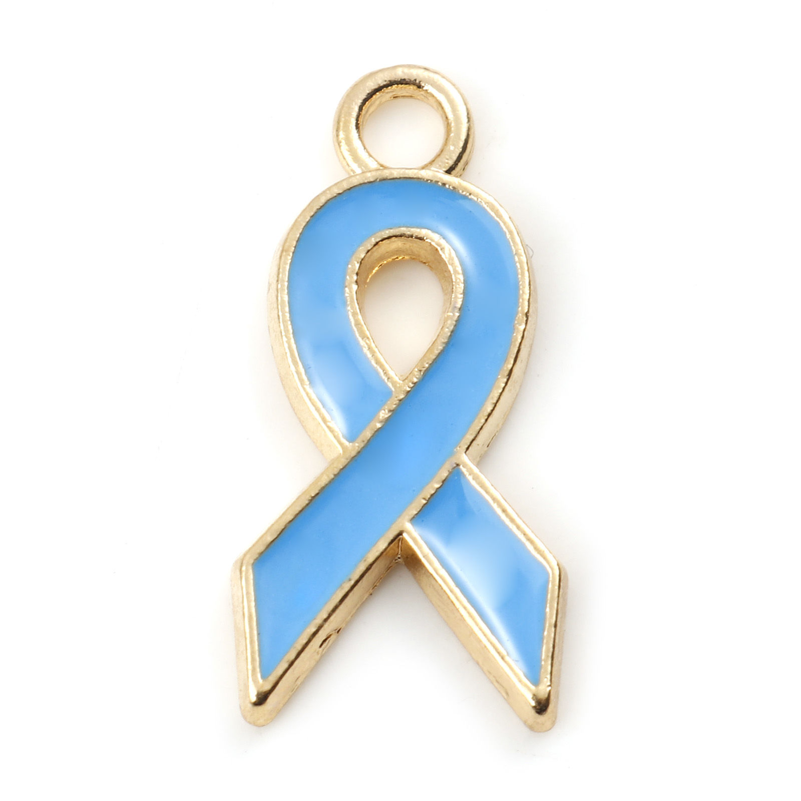 Picture of Zinc Based Alloy Charms Ribbon Gold Plated Skyblue Enamel 21mm x 10mm, 20 PCs