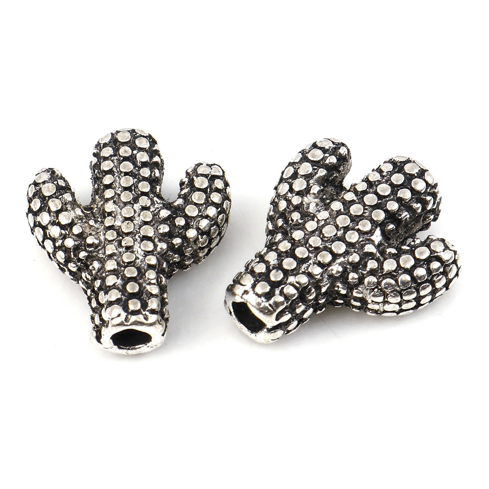 Picture of Zinc Based Alloy Flora Collection Spacer Beads Cactus Antique Silver Color About 12mm x 10mm, Hole: Approx 1.4mm, 20 PCs
