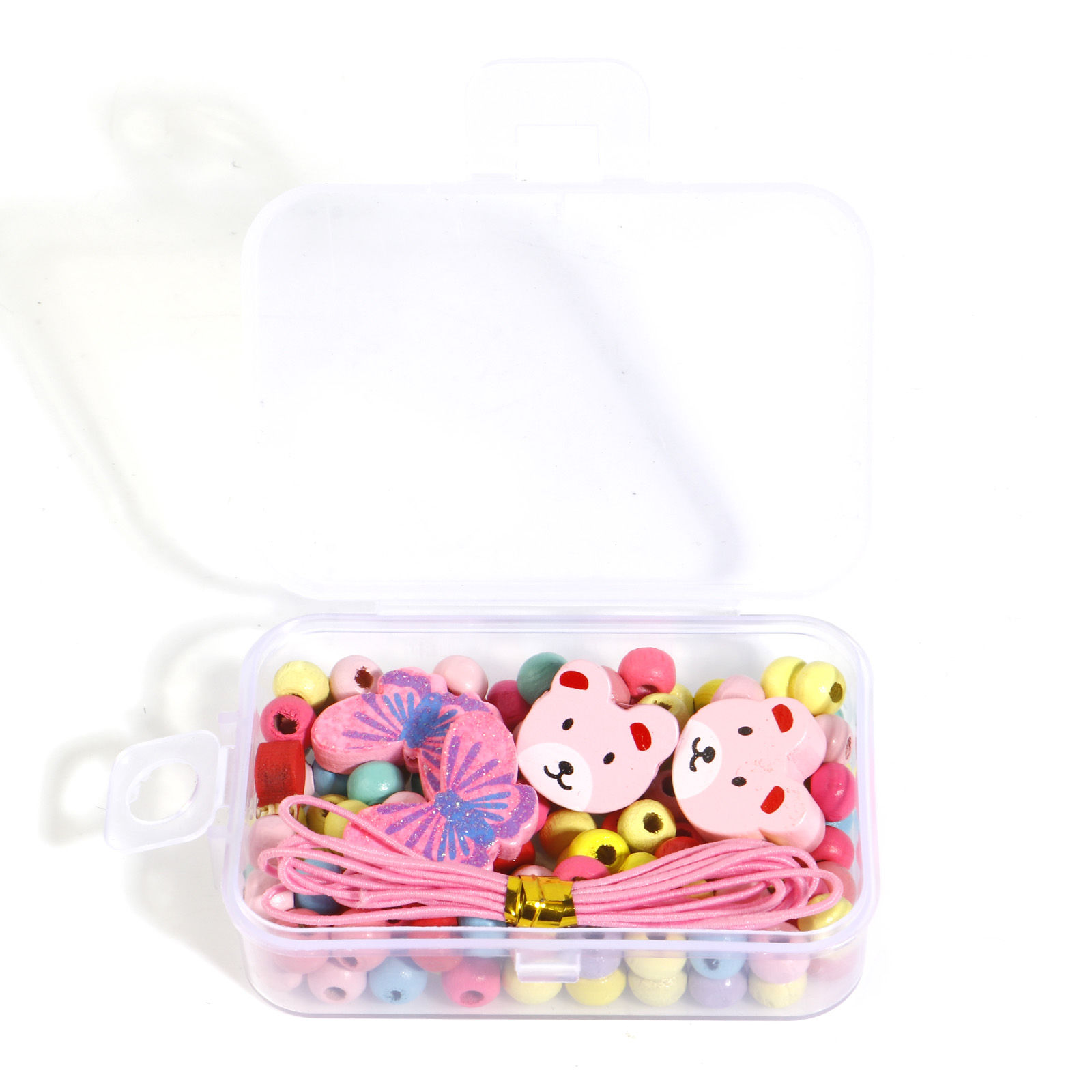 Picture of Wood Insect DIY Beads Kit Set At Random Color Bear Animal 22x15mm 15x15mm 6mm Dia., 1 Box ( 154 PCs/Box)