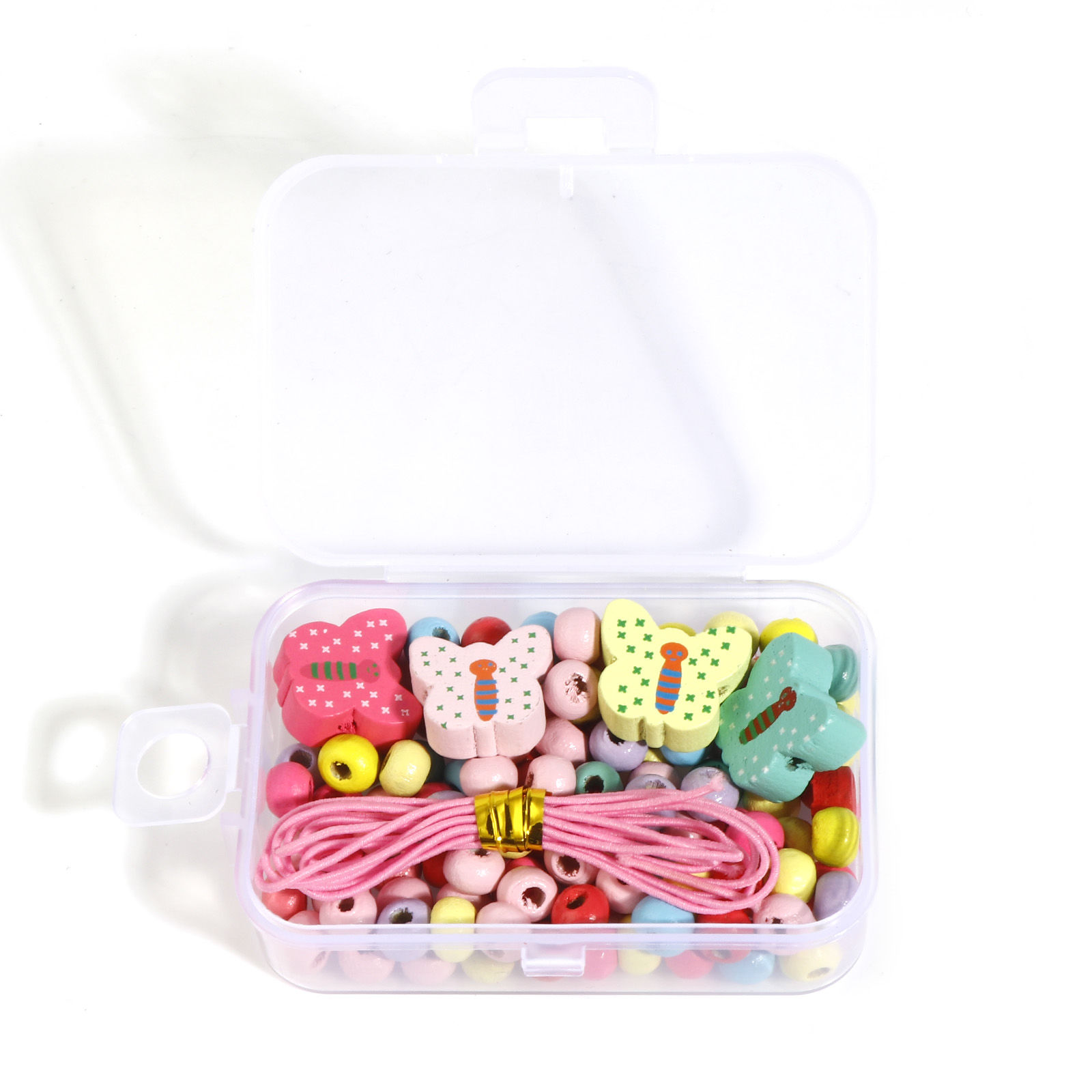 Picture of Wood Insect DIY Beads Kit Set At Random Color Butterfly Animal 16x15mm-15x14mm 6mm Dia., 1 Box ( 154 PCs/Box)