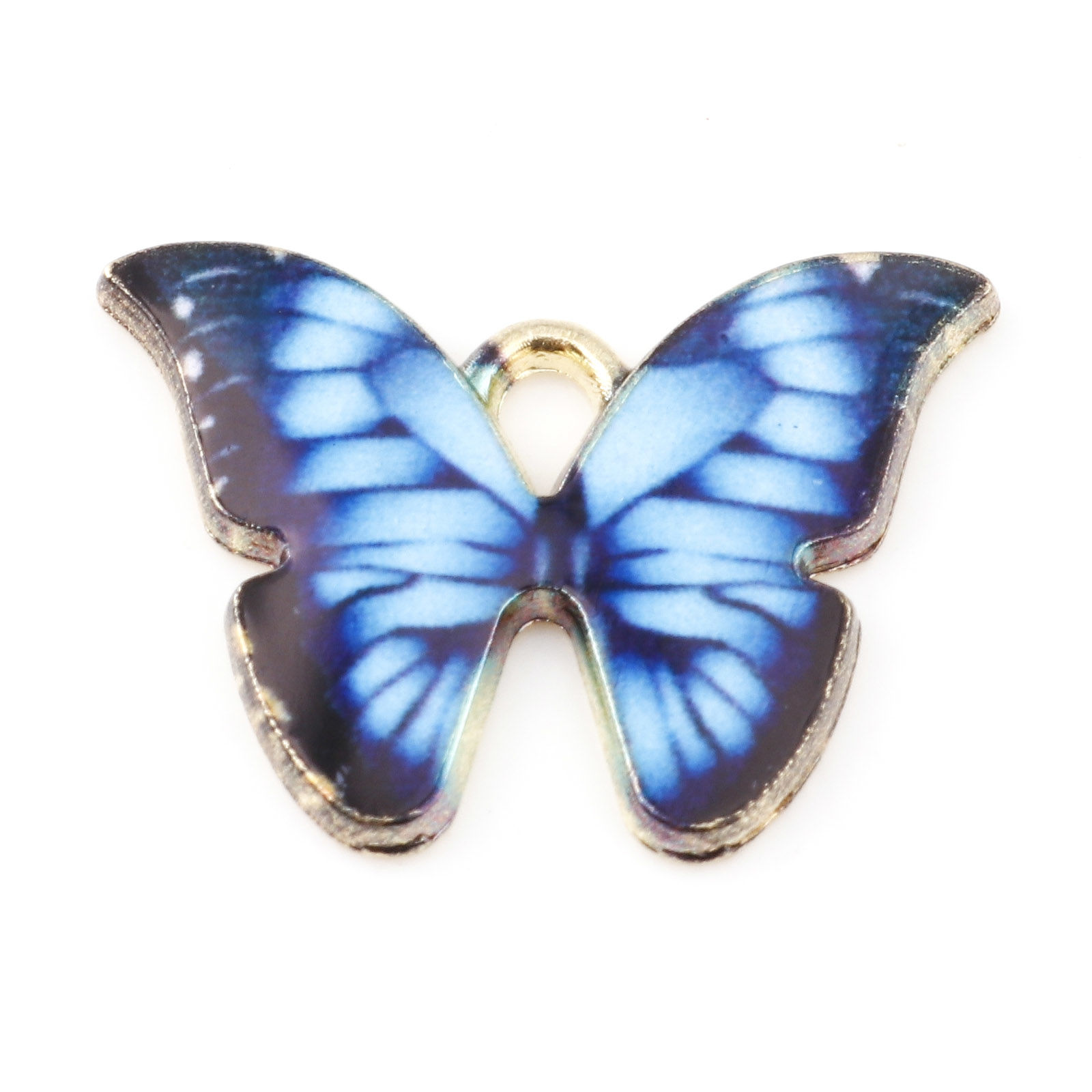 Picture of Zinc Based Alloy Insect Charms Gold Plated Blue Butterfly Animal 22mm x 15mm, 10 PCs