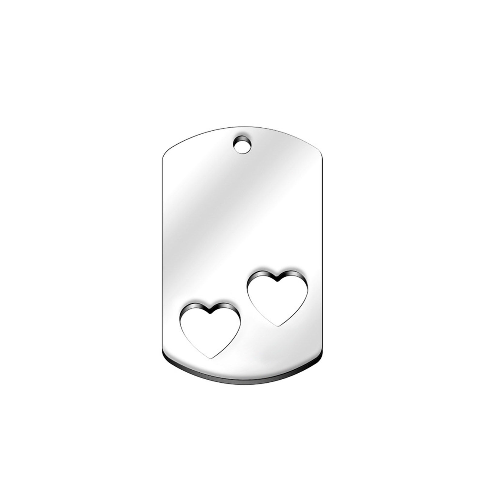 Picture of 304 Stainless Steel Valentine's Day Pendants Rectangle Heart Silver Tone Blank Stamping Tags Two Sides 40mm x 25mm, 2 PCs