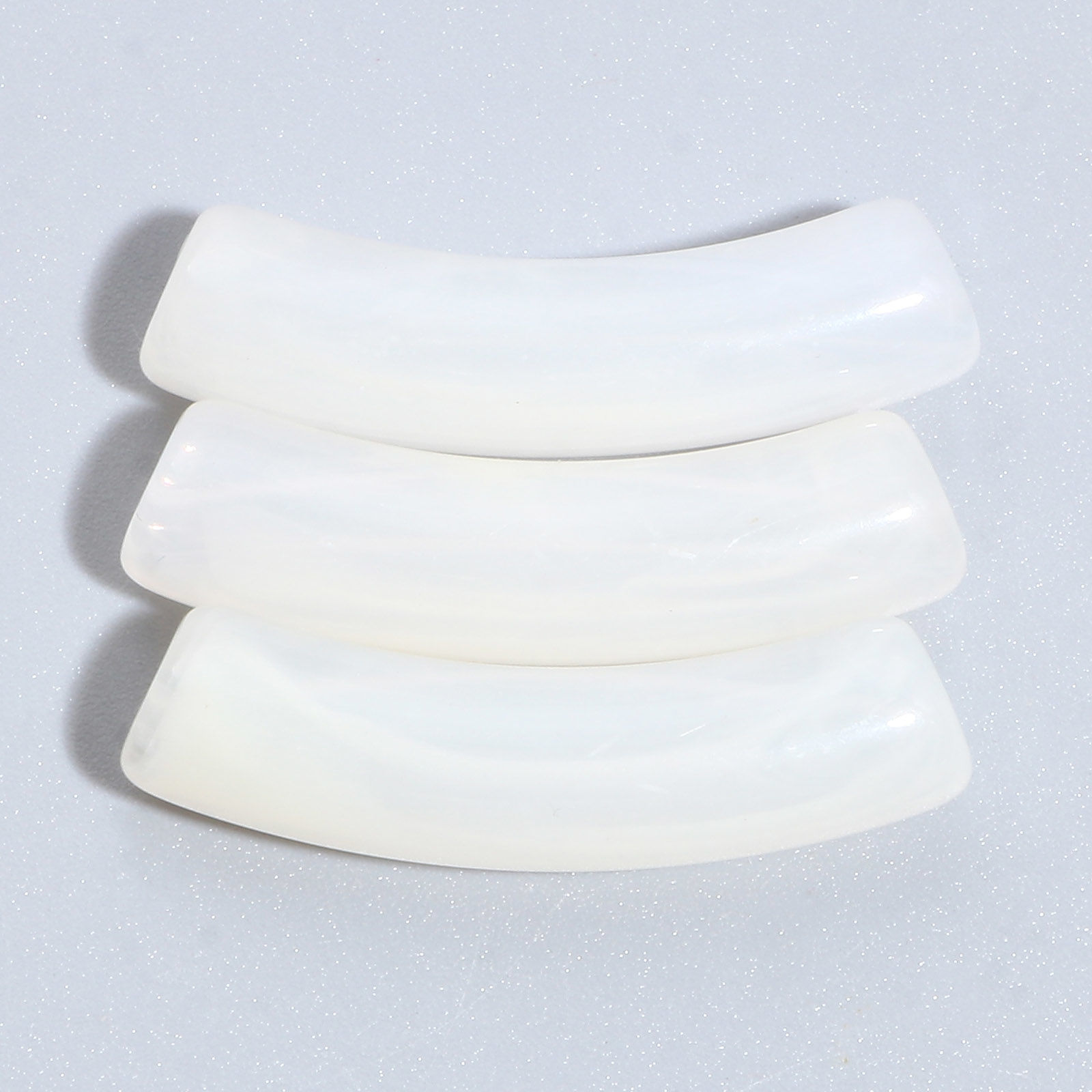 Picture of Acrylic Beads Curved Tube White About 3.2cm x 0.8cm, Hole: Approx 1.6mm, 50 PCs