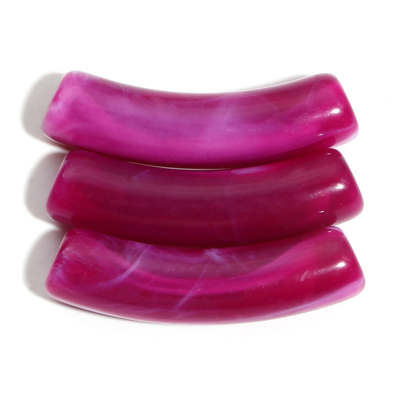 Picture of Acrylic Beads Curved Tube Dark Purple About 3.2cm x 0.8cm, Hole: Approx 1.6mm, 50 PCs