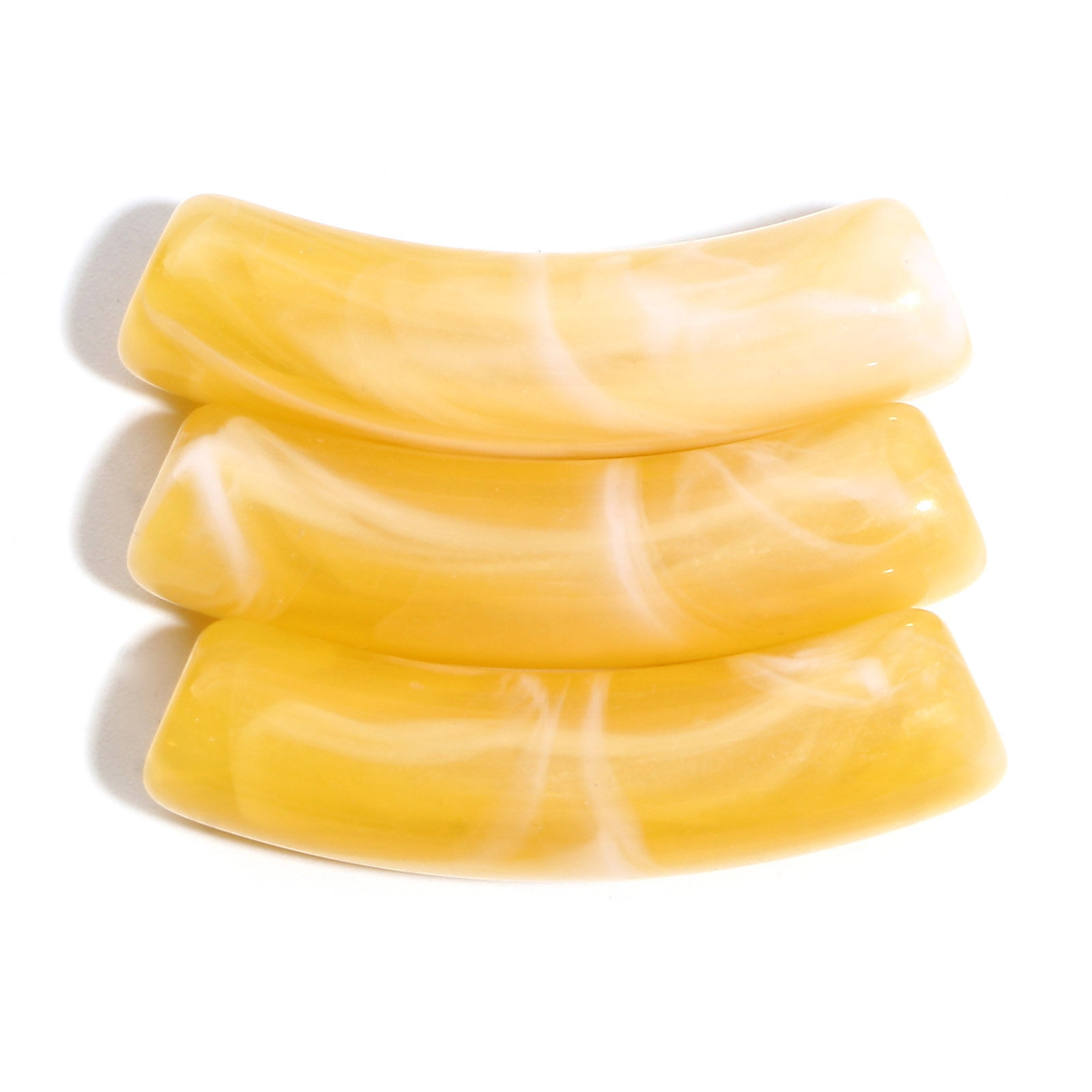 Picture of Acrylic Beads Curved Tube Yellow About 3.2cm x 0.8cm, Hole: Approx 1.6mm, 50 PCs