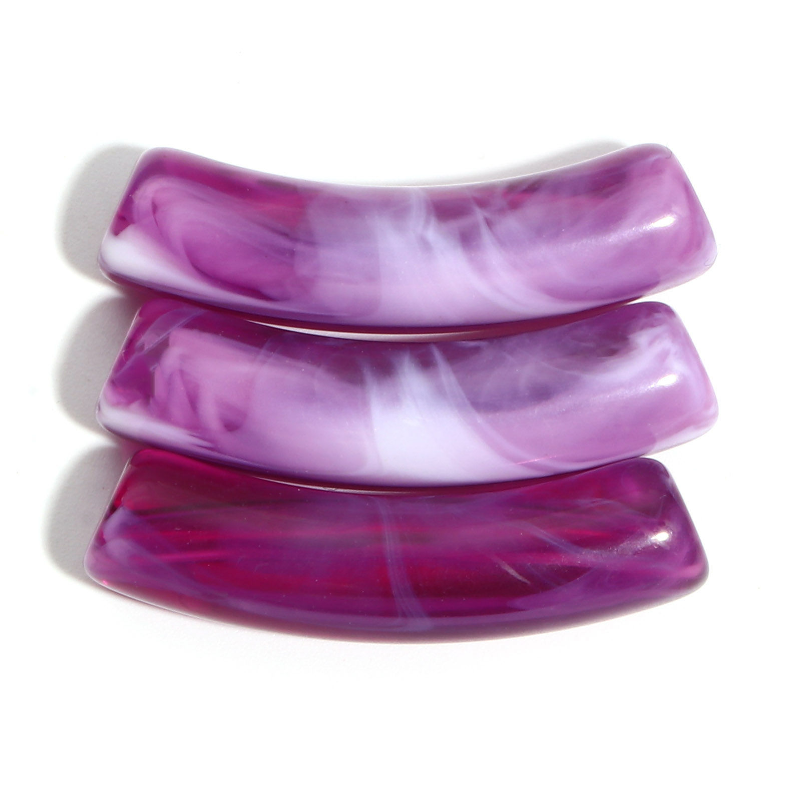 Picture of Acrylic Beads Curved Tube Purple About 3.2cm x 0.8cm, Hole: Approx 1.6mm, 50 PCs
