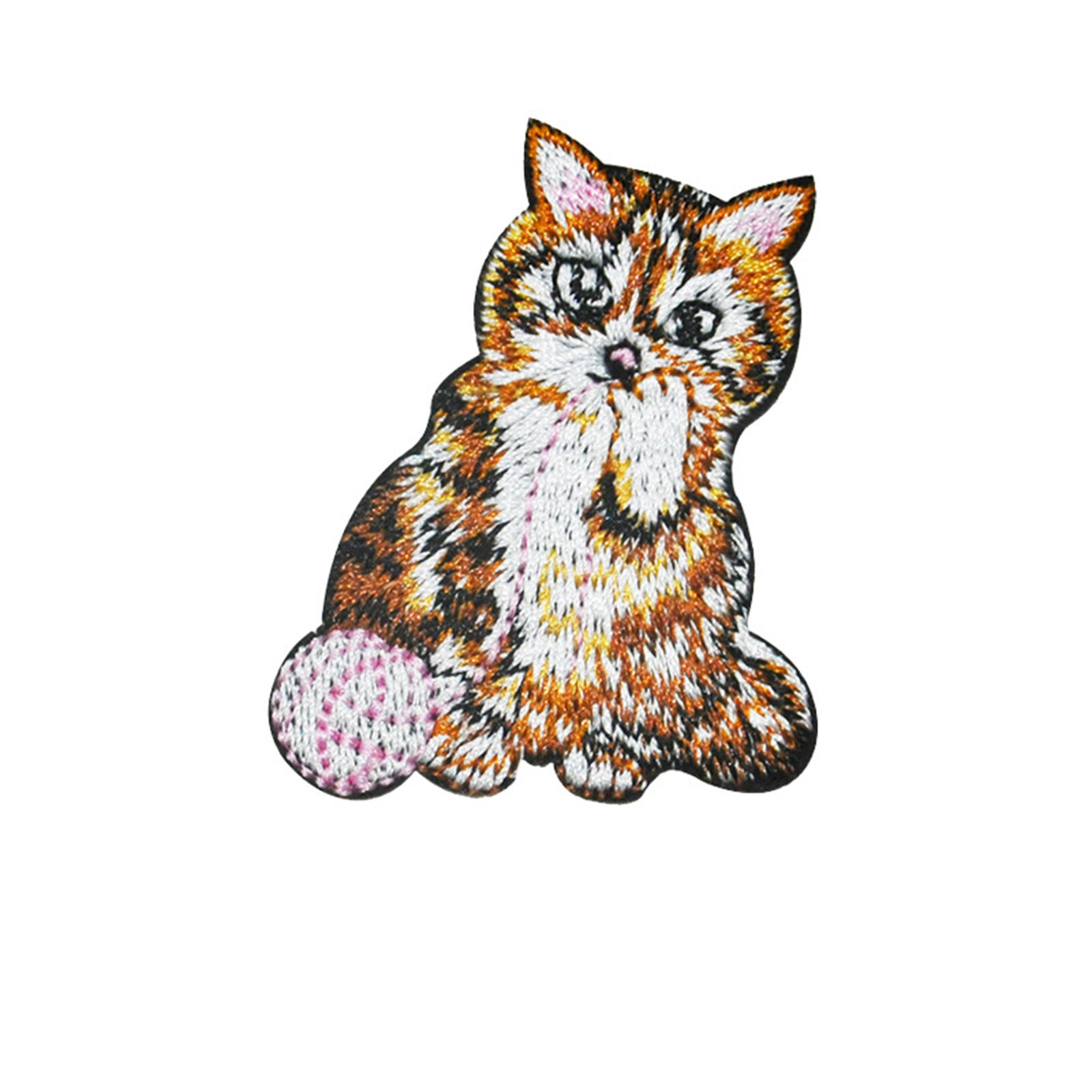 Picture of Polyester Iron On Patches Appliques (With Glue Back) Craft Brown Cat Animal 5cm x 4.5cm, 5 PCs
