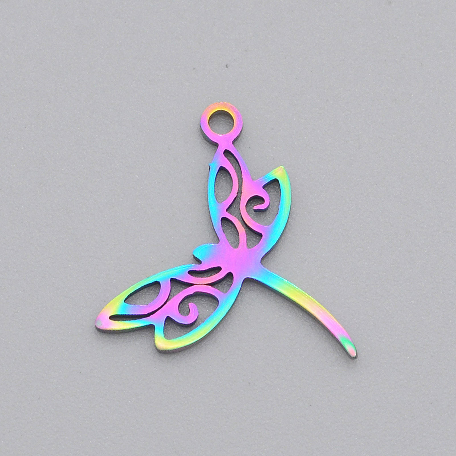 Picture of Stainless Steel Insect Charms Multicolor Dragonfly Animal Hollow 16mm x 15mm, 2 PCs