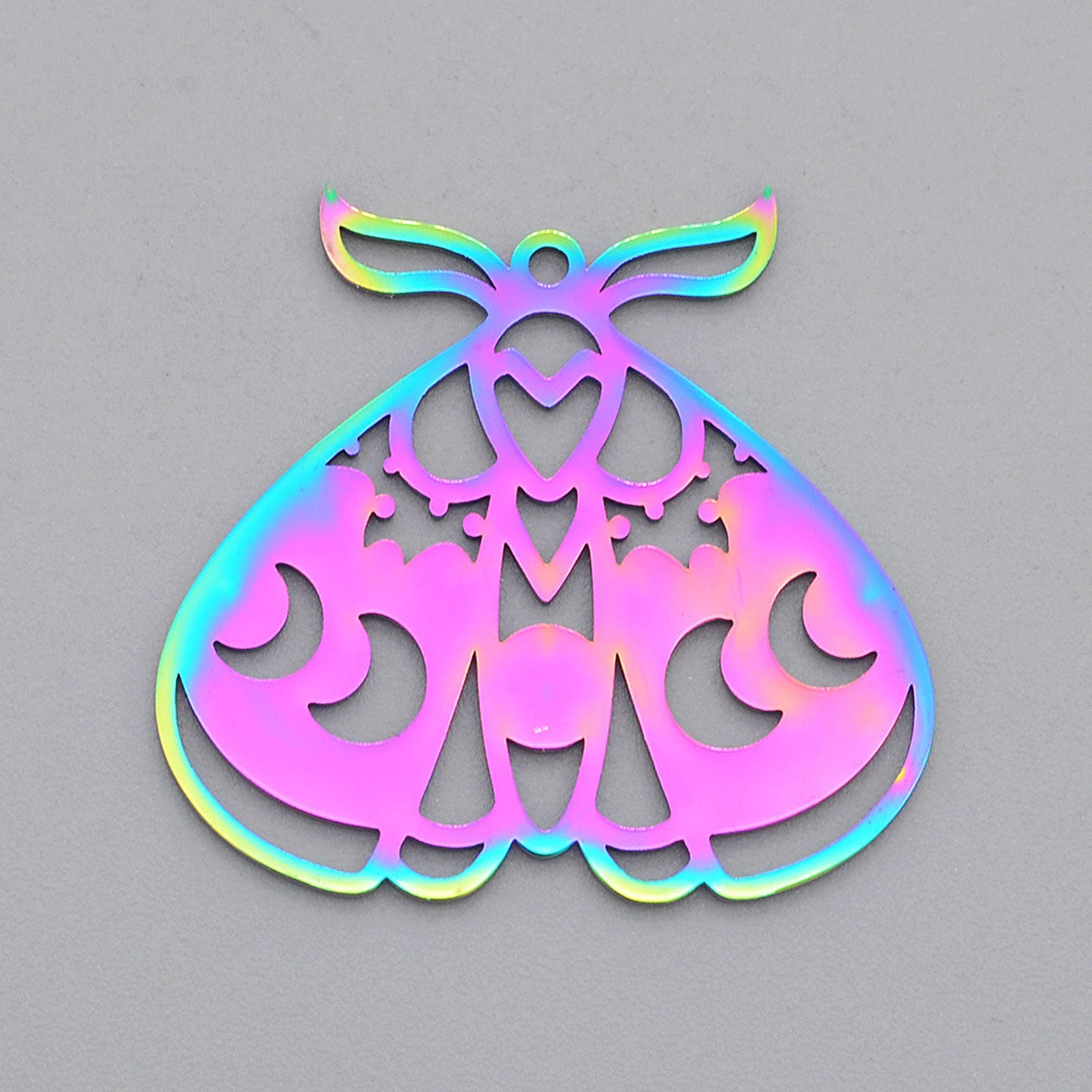 Picture of Stainless Steel Insect Pendants Multicolor Moth Hollow 3cm x 2.8cm, 2 PCs