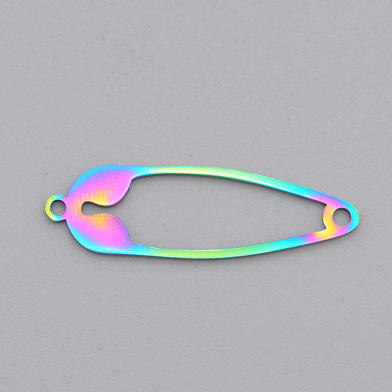 Picture of Stainless Steel Pendants Multicolor Pin Hollow 3.3cm x 1cm, 2 PCs
