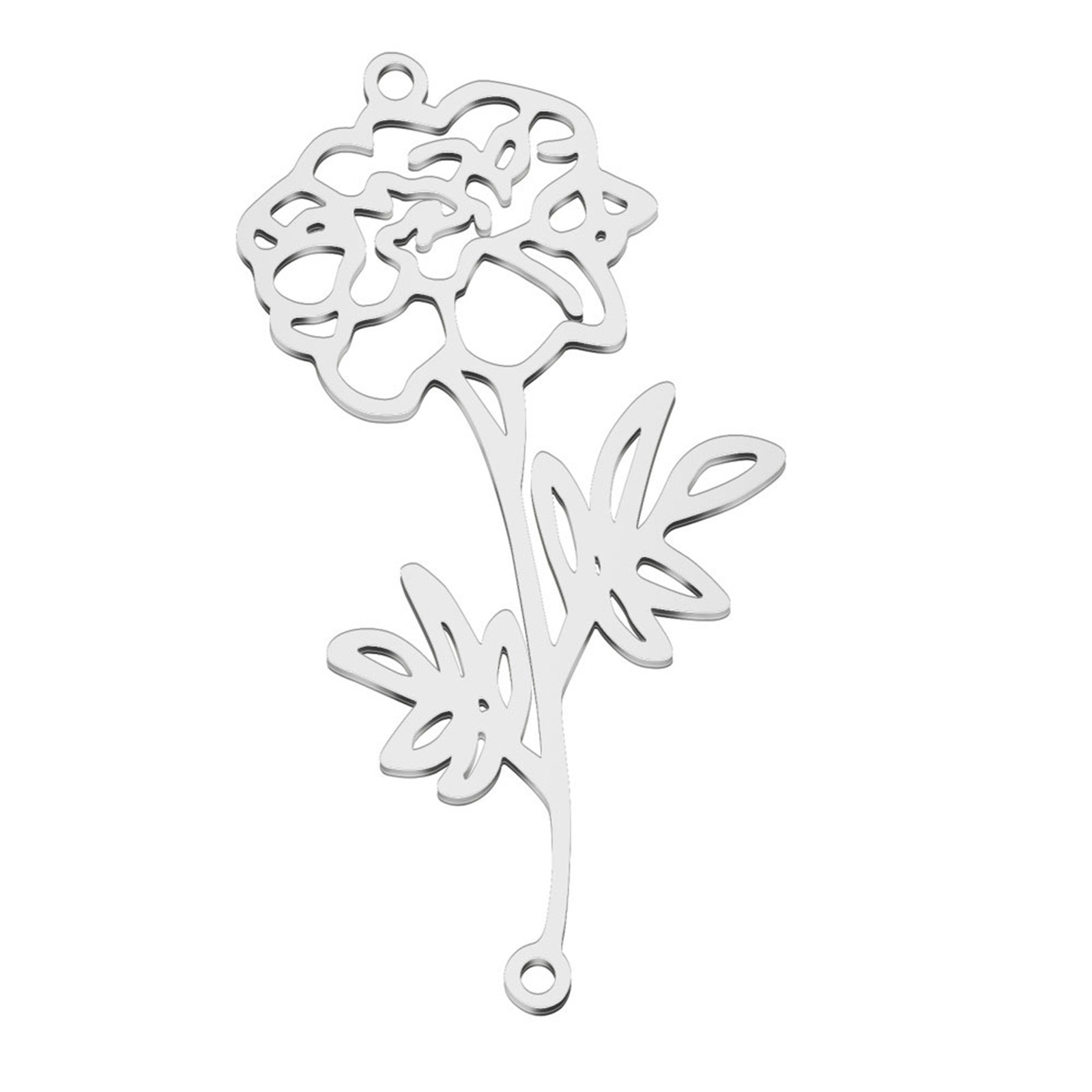 Picture of 304 Stainless Steel Birth Month Flower Connectors Silver Tone October Hollow 4.4cm x 2.2cm, 1 Piece