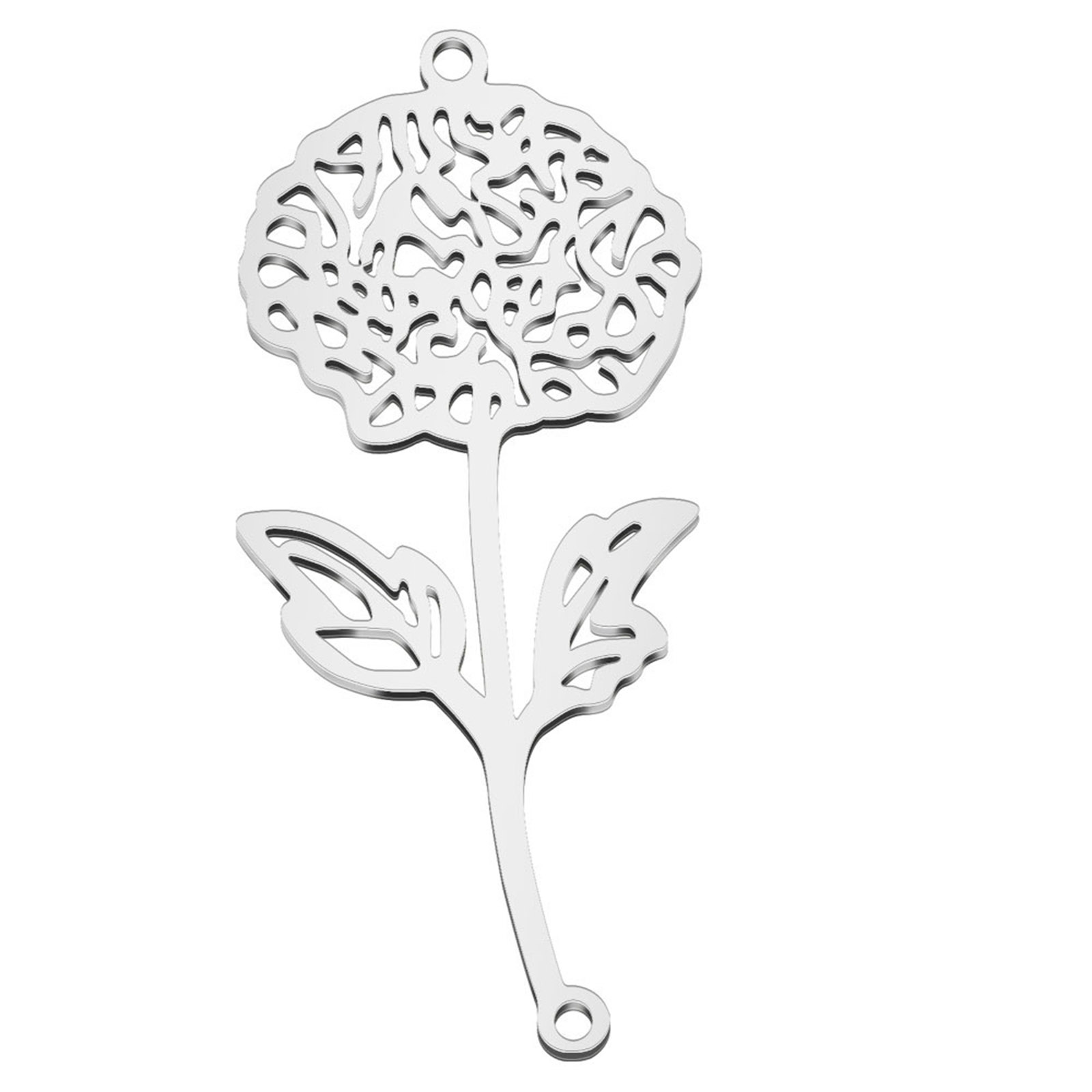 Picture of 304 Stainless Steel Birth Month Flower Connectors Silver Tone November Hollow 4.4cm x 1.9cm, 1 Piece