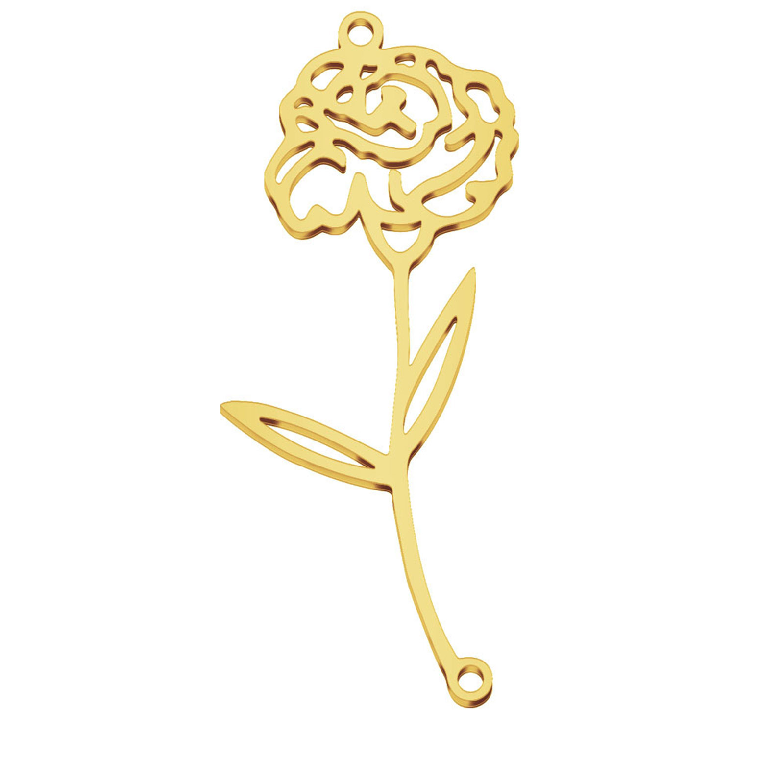 Picture of 304 Stainless Steel Birth Month Flower Connectors Gold Plated January Hollow 4.3cm x 1.9cm, 1 Piece