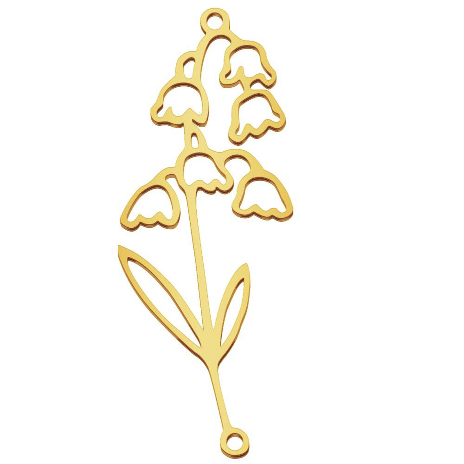 Picture of 304 Stainless Steel Birth Month Flower Connectors Gold Plated May Hollow 4.4cm x 2.1cm, 1 Piece