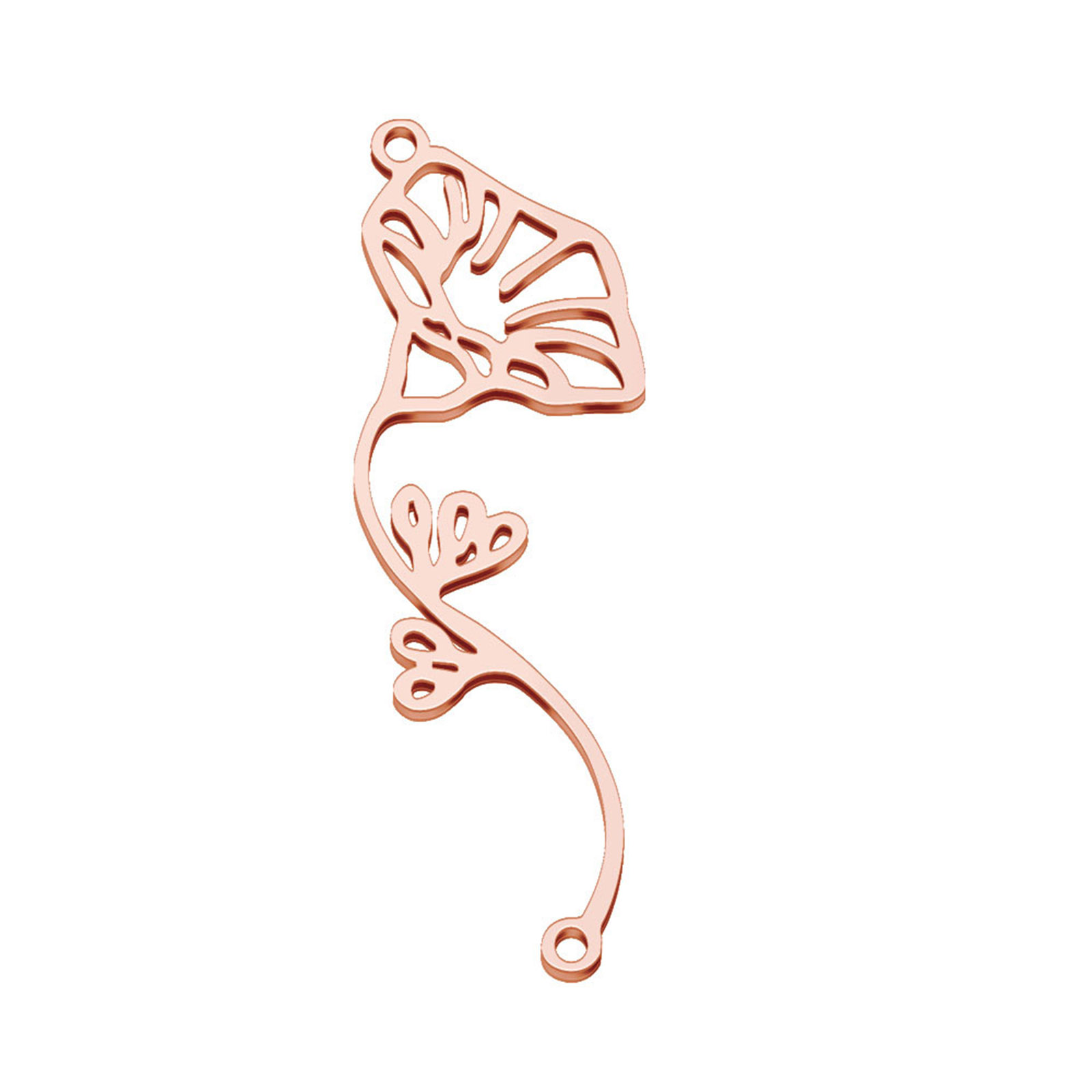 Picture of 304 Stainless Steel Birth Month Flower Connectors Rose Gold September Hollow 4.5cm x 1.5cm, 1 Piece