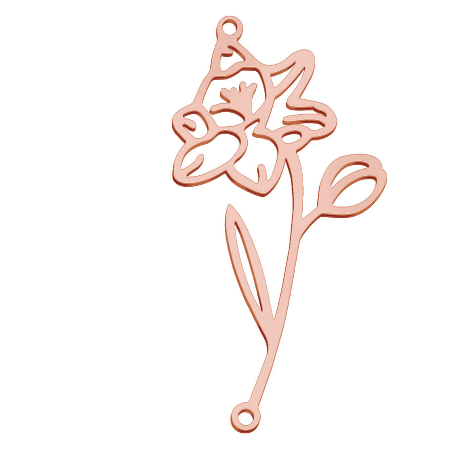 Picture of 304 Stainless Steel Birth Month Flower Connectors Rose Gold December Hollow 4.4cm x 2.2cm, 1 Piece