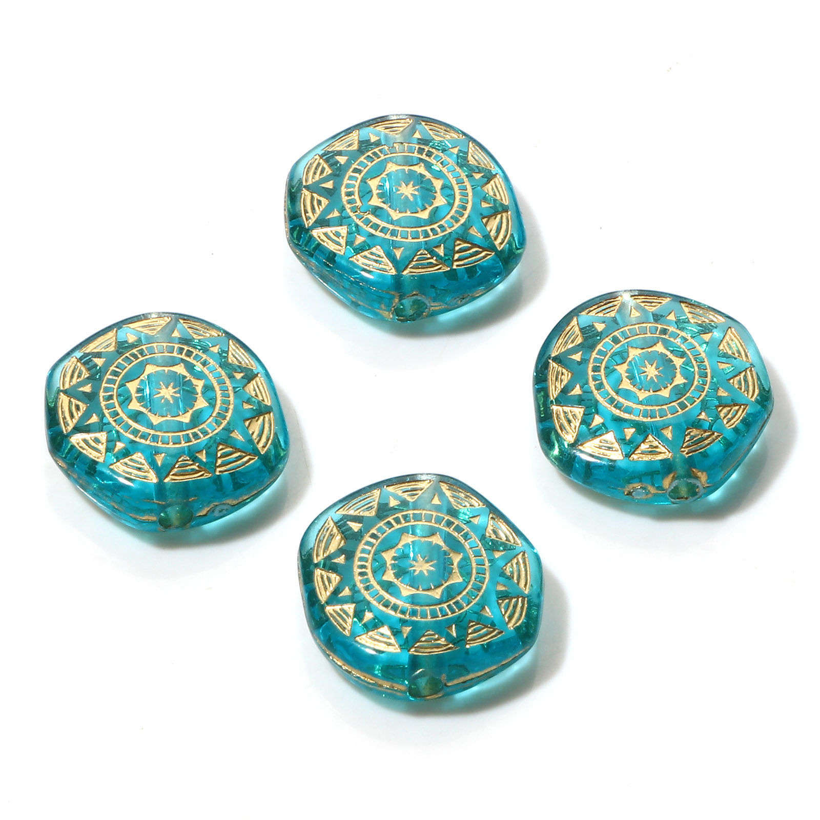 Picture of Acrylic Retro Beads Round Green Blue About 18mm Dia., Hole: Approx 2.2mm, 10 PCs