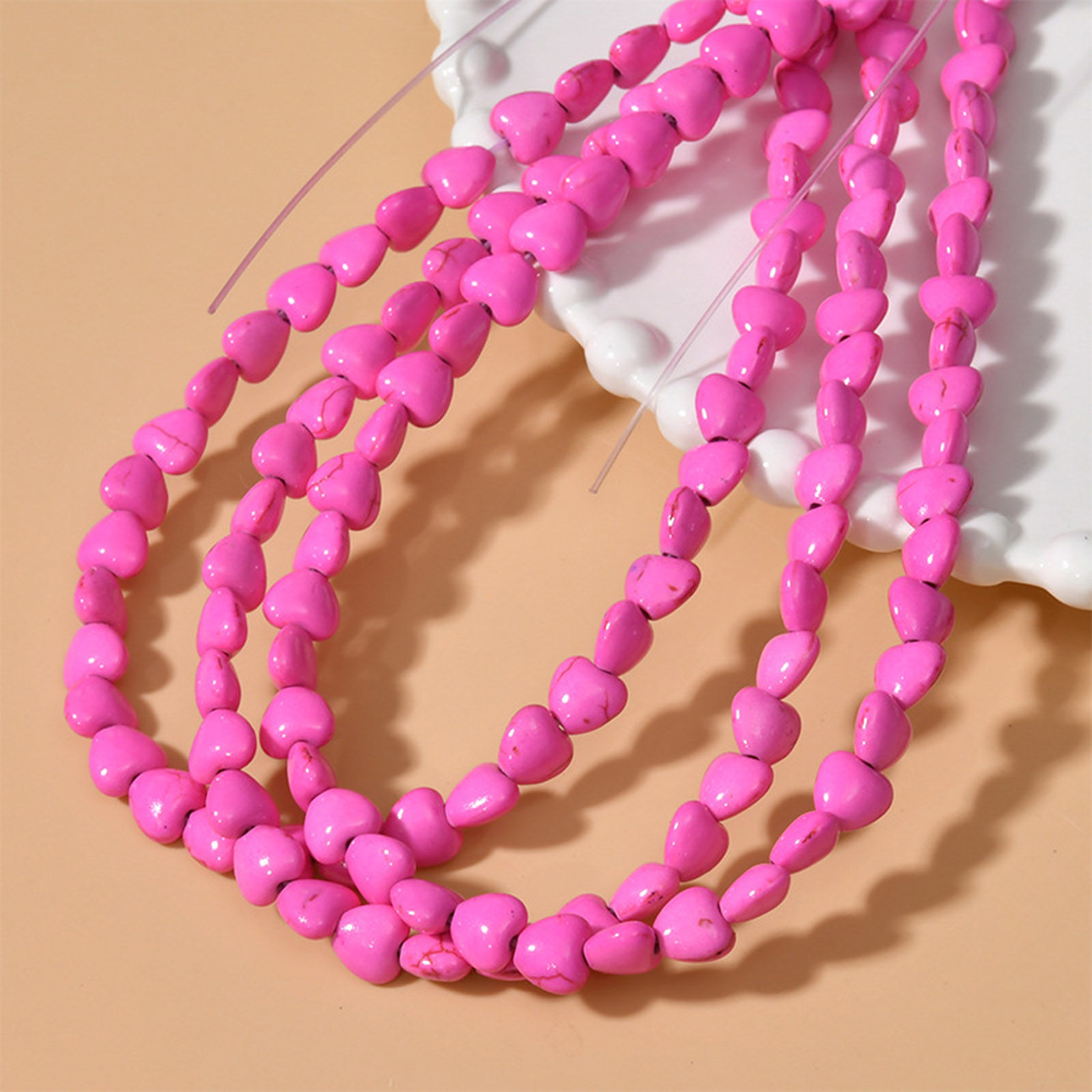 Picture of Turquoise ( Synthetic ) Ins Style Beads Heart Fuchsia About 8mm Dia, 1 Strand (Approx 50 PCs/Strand)
