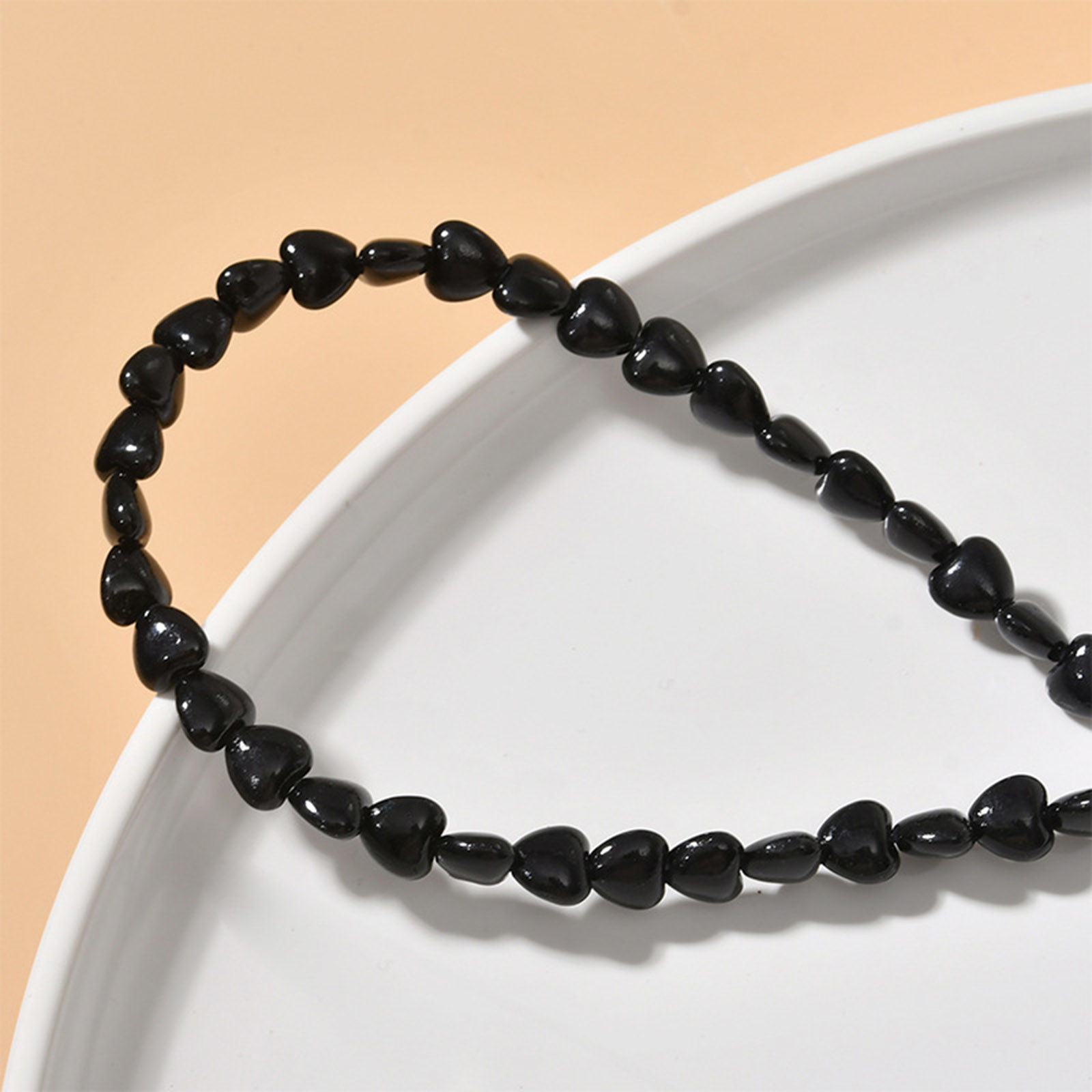 Picture of Turquoise ( Synthetic ) Ins Style Beads Heart Black About 8mm Dia, 1 Strand (Approx 50 PCs/Strand)