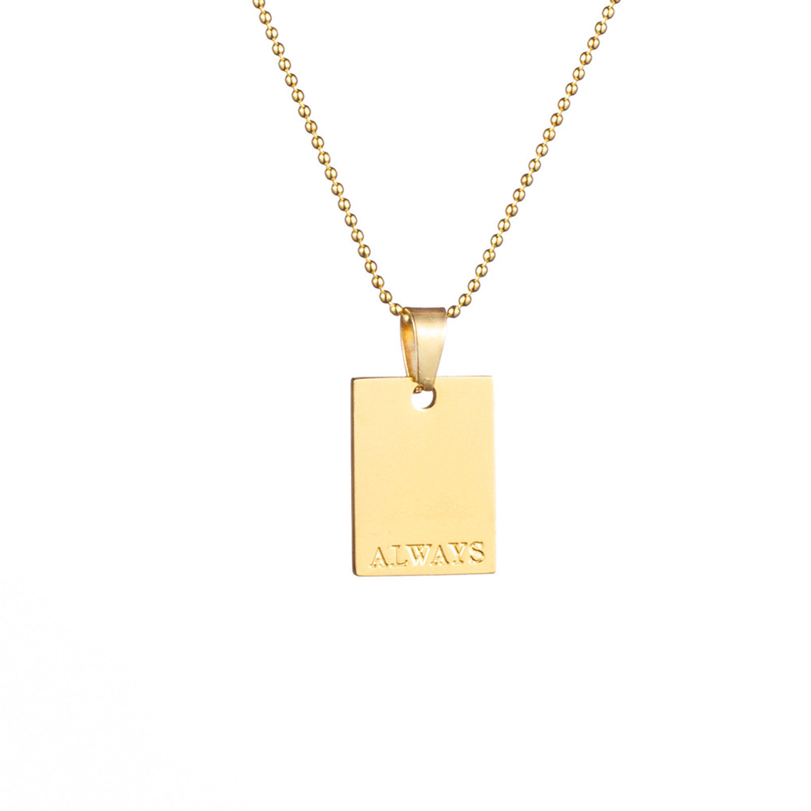 Picture of 304 Stainless Steel Stylish Necklace Gold Plated English Vocabulary Message " Always " 39cm(15 3/8") long, 1 Piece