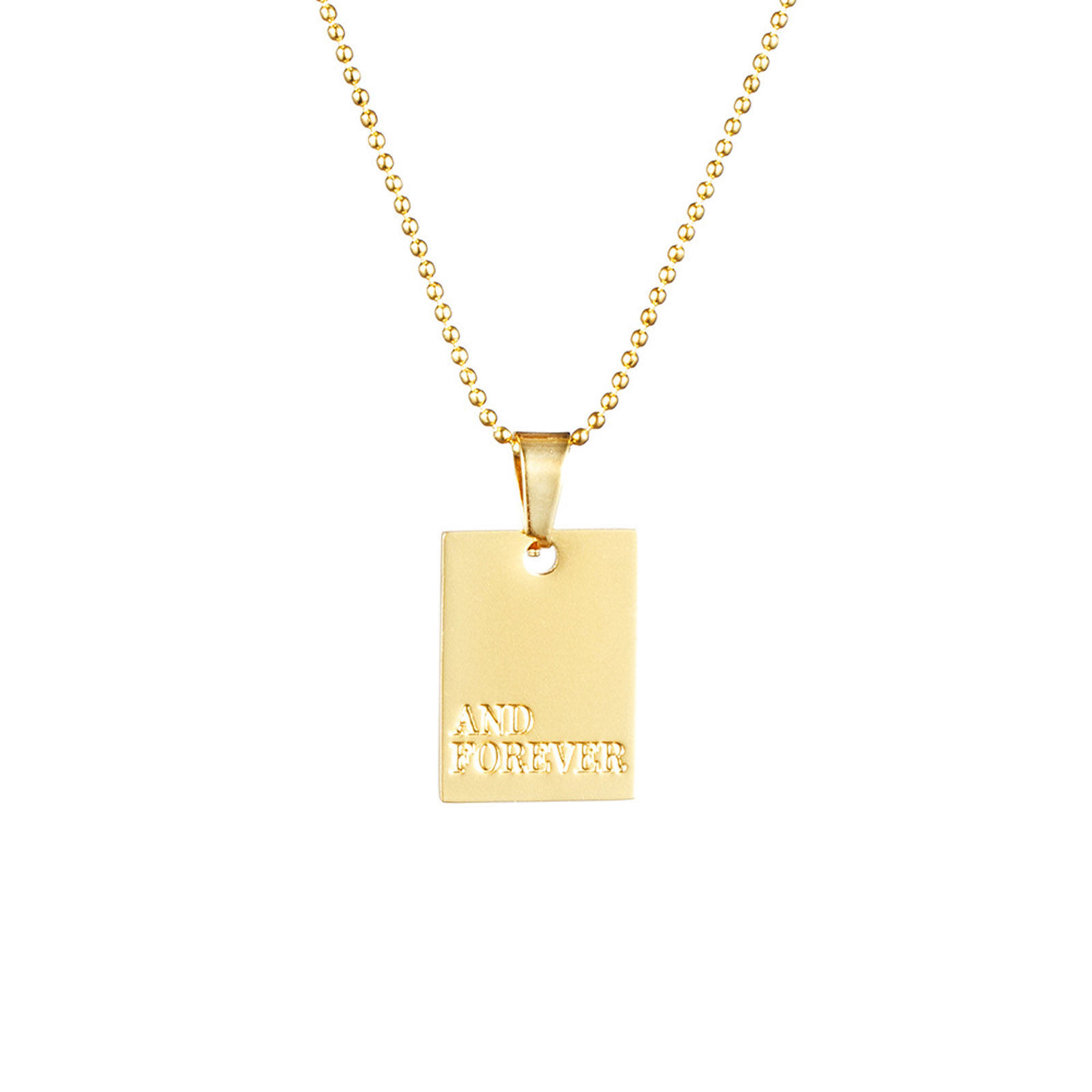 Picture of 304 Stainless Steel Stylish Necklace Gold Plated English Vocabulary Message " And Forever " 39cm(15 3/8") long, 1 Piece