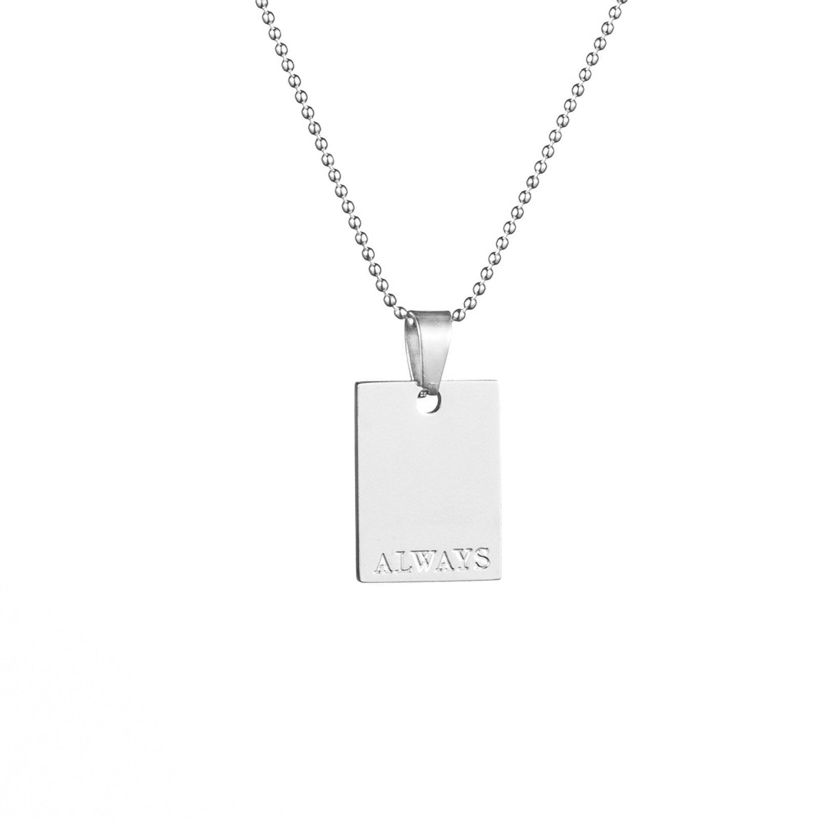 Picture of 304 Stainless Steel Stylish Necklace Silver Tone English Vocabulary Message " Always " 39cm(15 3/8") long, 1 Piece