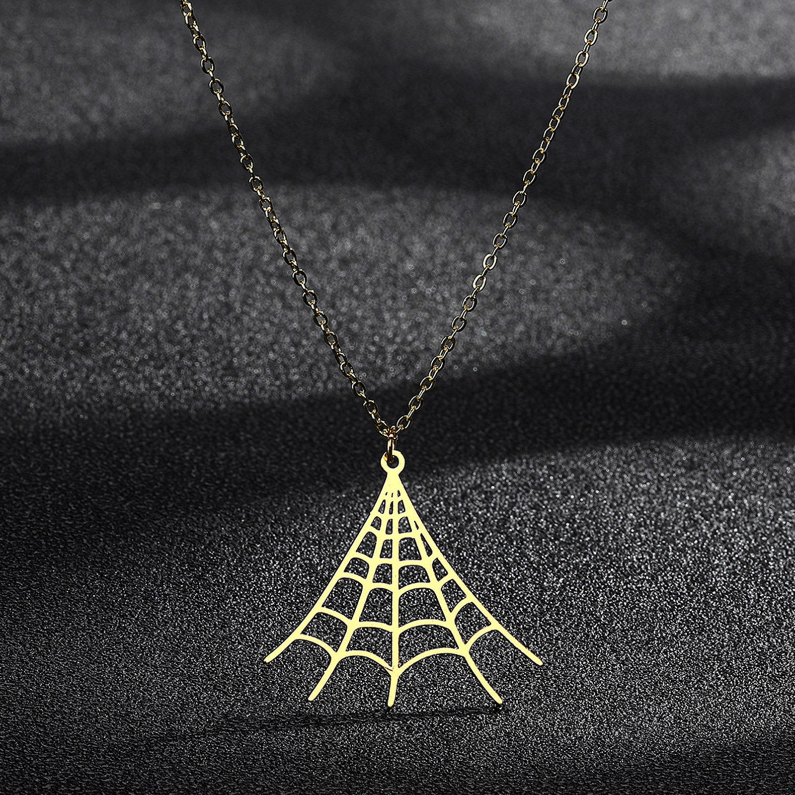 Picture of 304 Stainless Steel Halloween Link Cable Chain Necklace Gold Plated Halloween Cobweb Hollow 45cm(17 6/8") long, 1 Piece