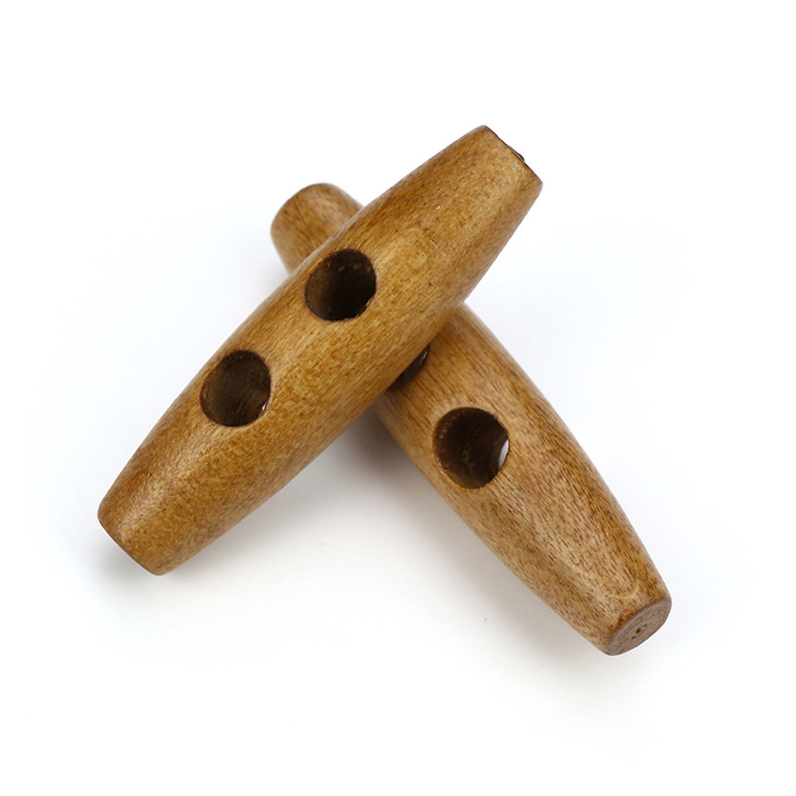Picture of Wood Horn Buttons Scrapbooking 2 Holes Marquise Brown 4.5cm long, 50 PCs