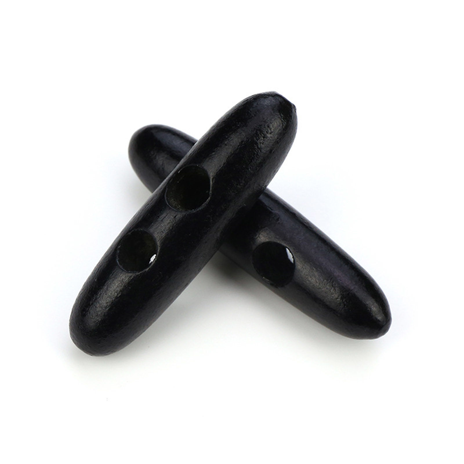 Picture of Wood Horn Buttons Scrapbooking 2 Holes Marquise Black 3.5cm long, 50 PCs