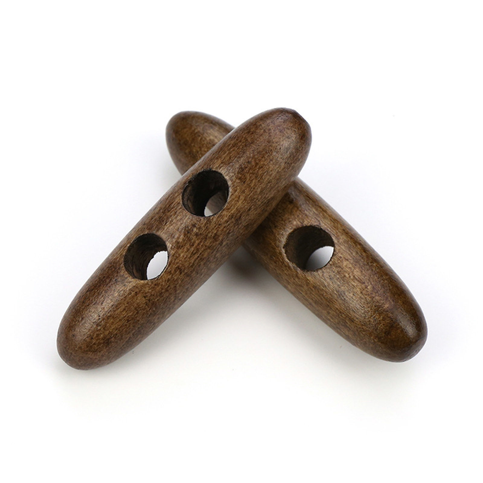 Picture of Wood Horn Buttons Scrapbooking 2 Holes Marquise Coffee 3.5cm long, 50 PCs