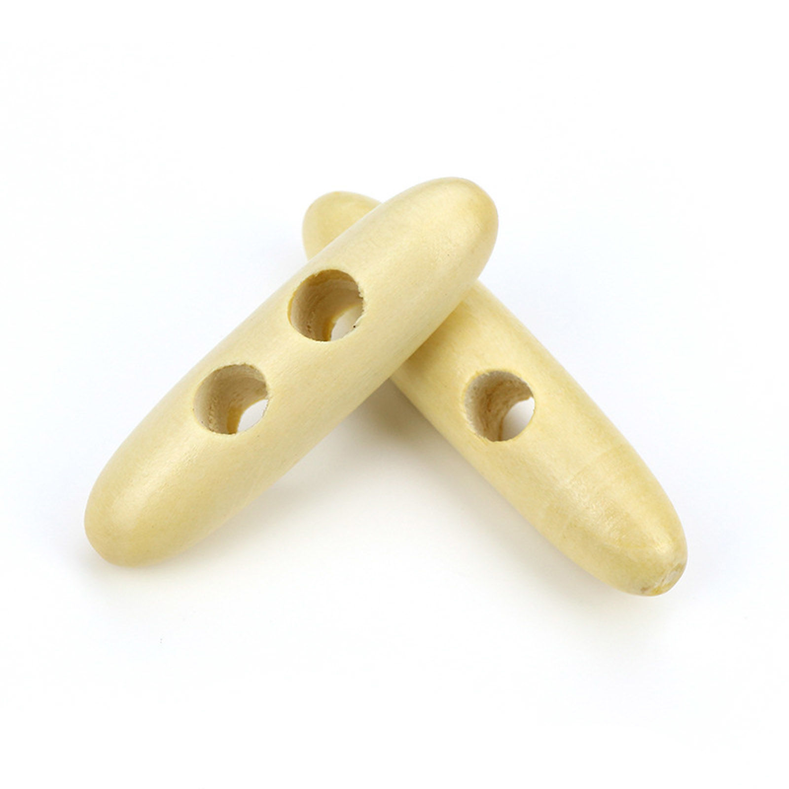 Picture of Wood Horn Buttons Scrapbooking 2 Holes Marquise Natural 4.5cm long, 50 PCs