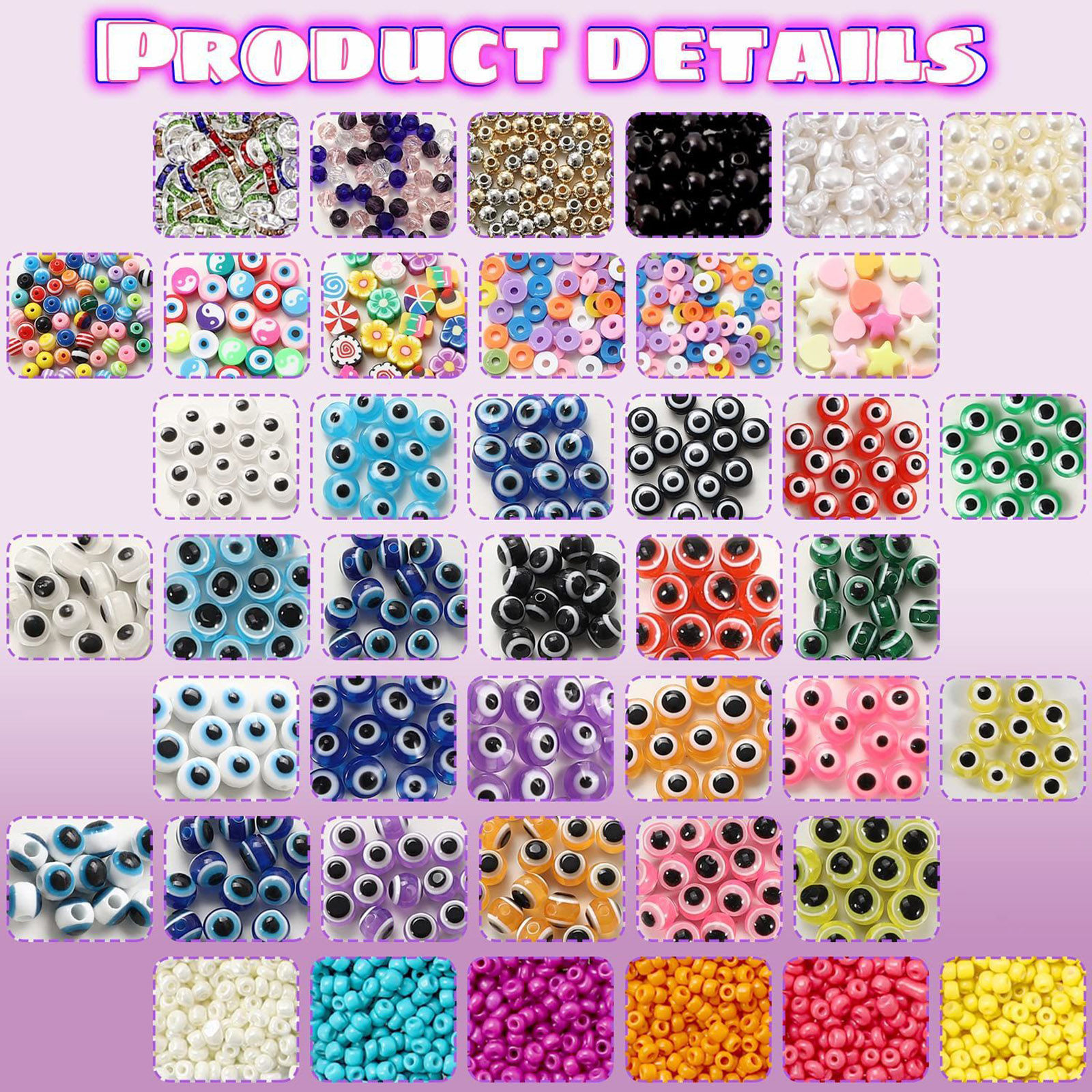 Picture of Polymer Clay Beads DIY Kits For Bracelet Necklace Jewelry Making Handmade Accessories Multicolor Evil Eye 19cm x 13.5cm, 1 Set