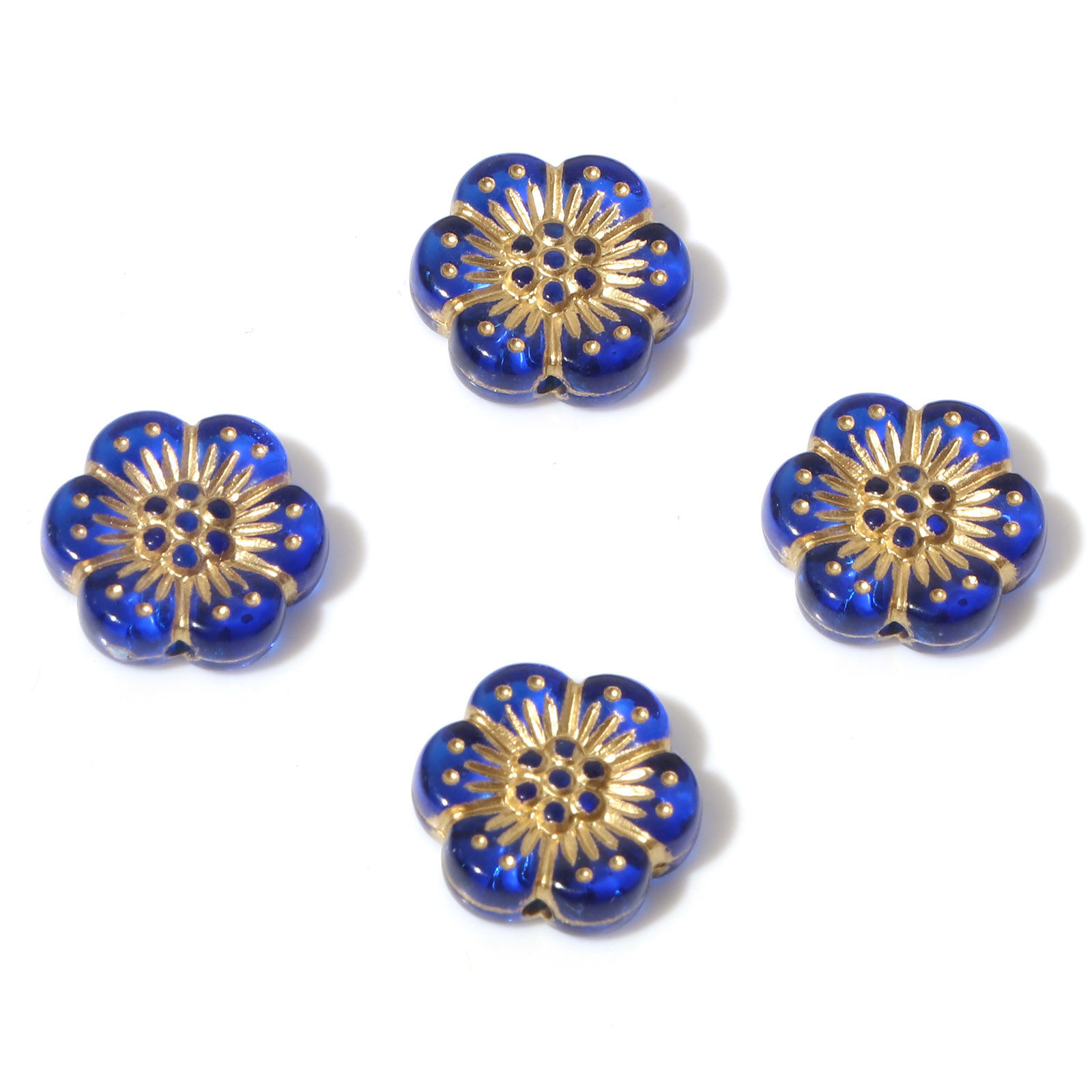 Picture of Acrylic Flora Collection Beads Royal Blue Flower About 13mm x 12mm, Hole: Approx 1.2mm, 10 PCs