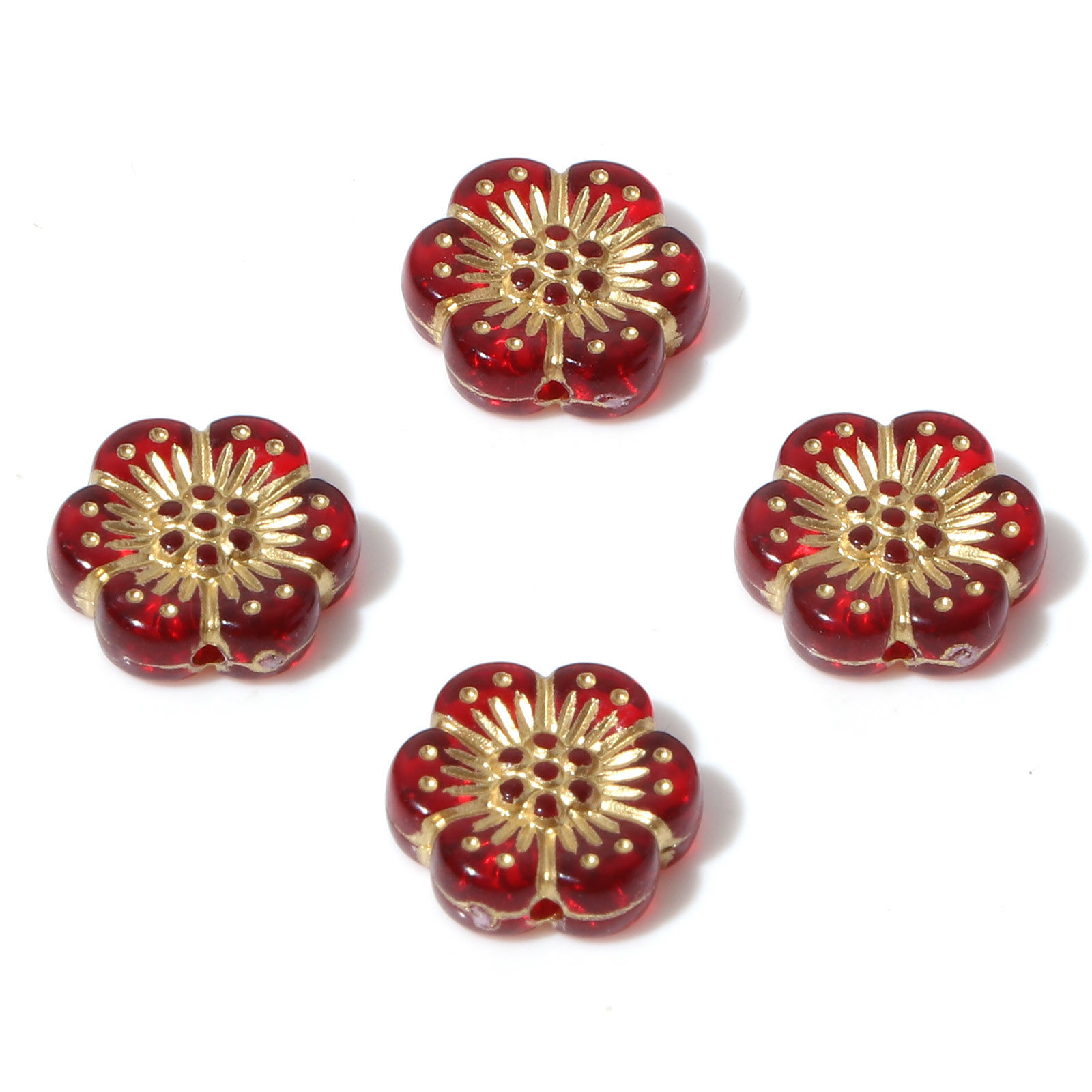 Picture of Acrylic Flora Collection Beads Wine Red Flower About 13mm x 12mm, Hole: Approx 1.2mm, 10 PCs