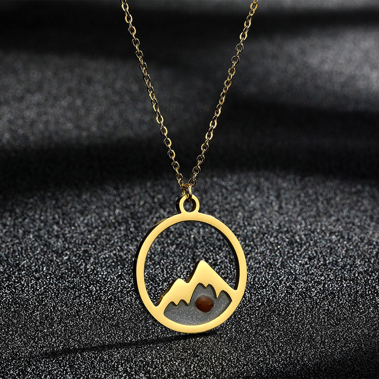 Picture of Creativity Mustard Seed 316 Stainless Steel Necklace Gold Plated Round Mountain 45cm(17 6/8") long, 1 Piece