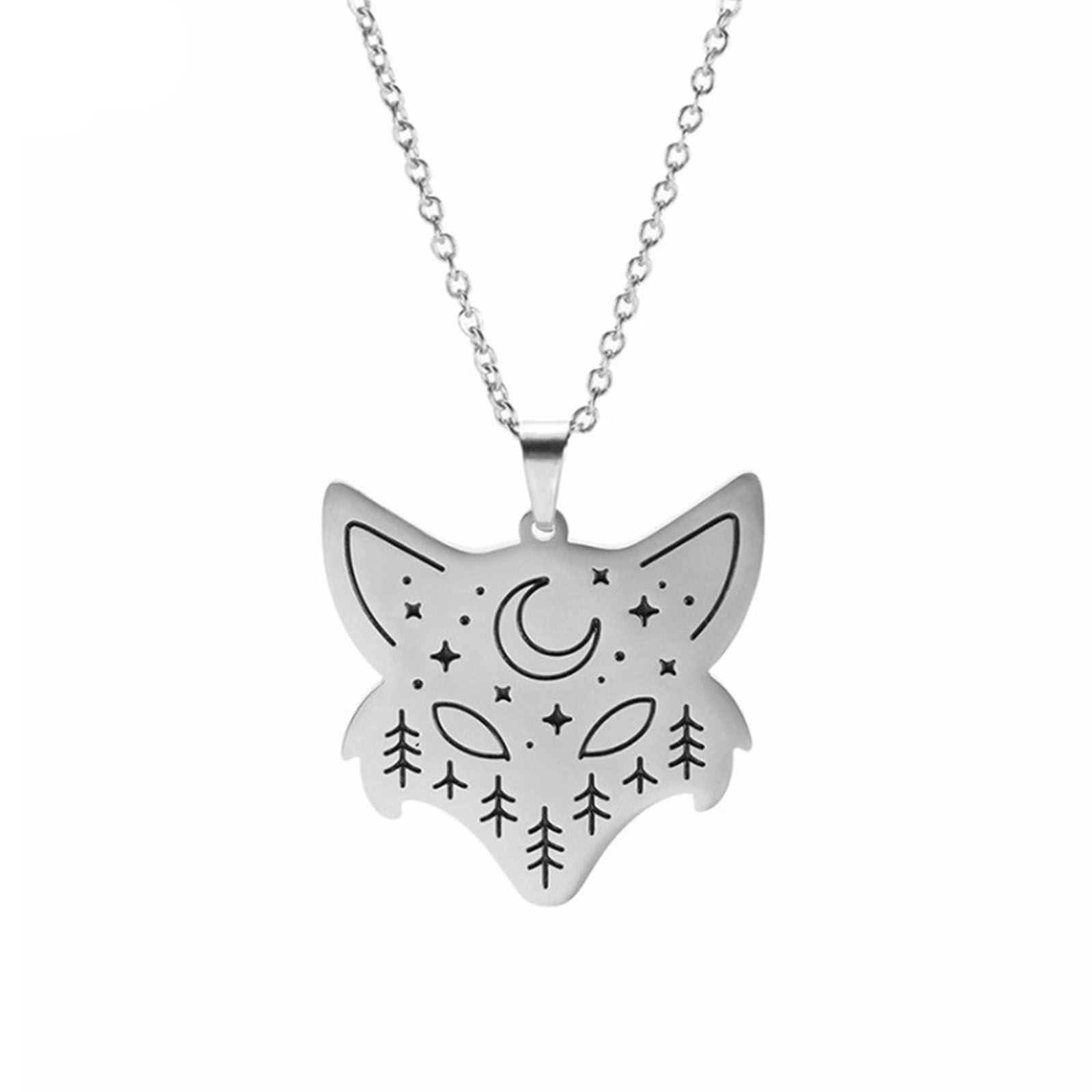Picture of 304 Stainless Steel Stylish Link Cable Chain Necklace Silver Tone Fox Animal 52cm(20 4/8") long, 1 Piece