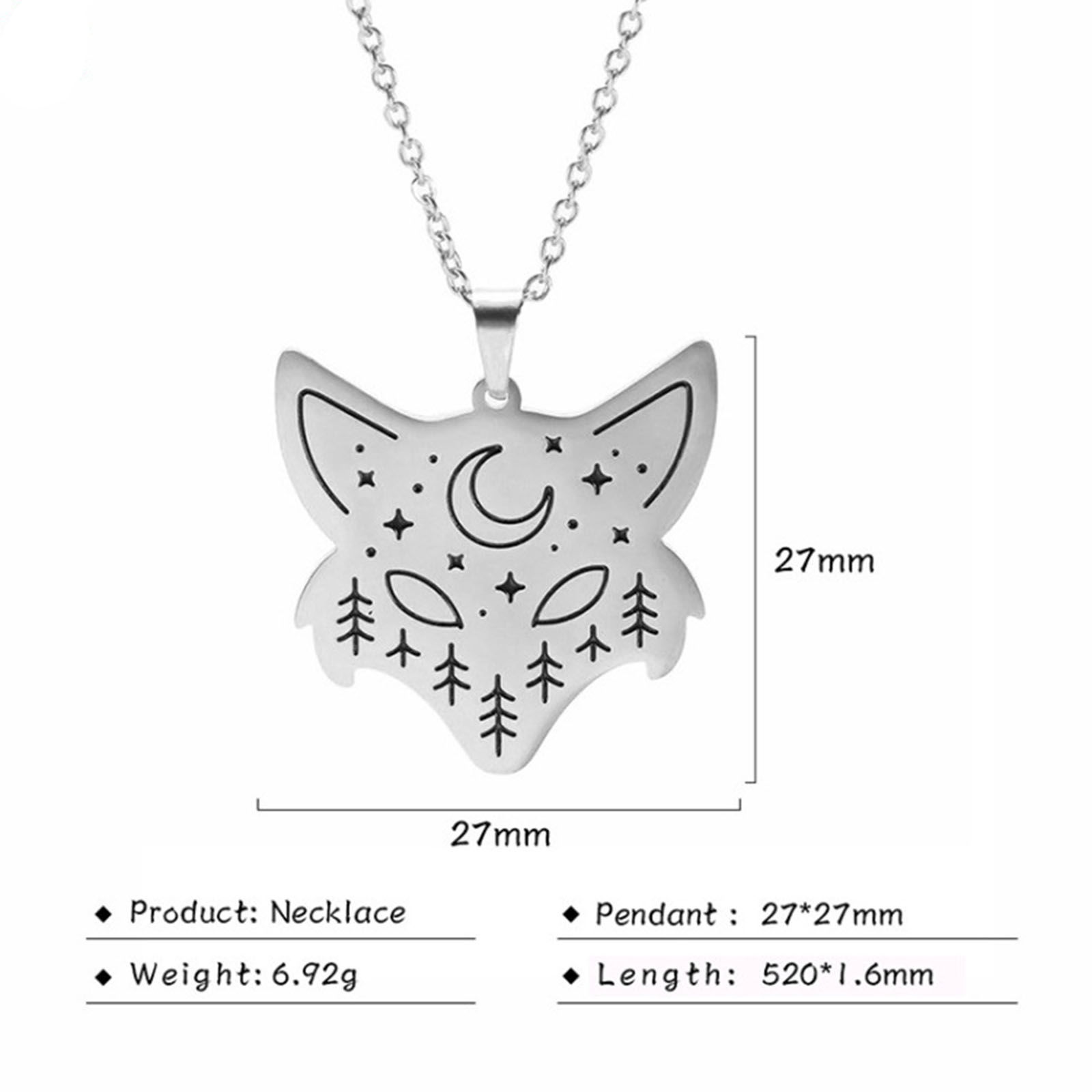 Picture of 304 Stainless Steel Stylish Link Cable Chain Necklace Silver Tone Fox Animal 52cm(20 4/8") long, 1 Piece