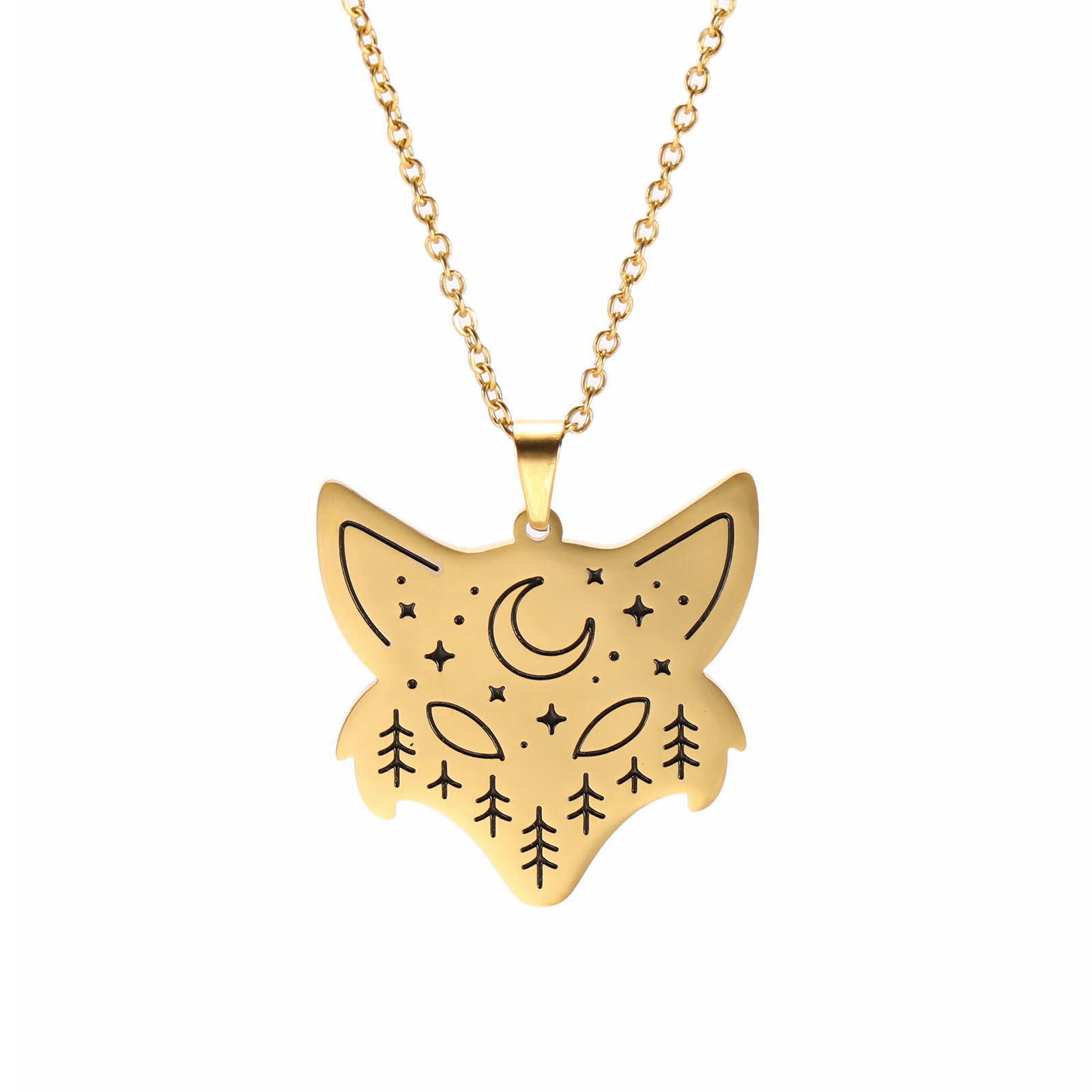Picture of 304 Stainless Steel Stylish Link Cable Chain Necklace Gold Plated Fox Animal 52cm(20 4/8") long, 1 Piece