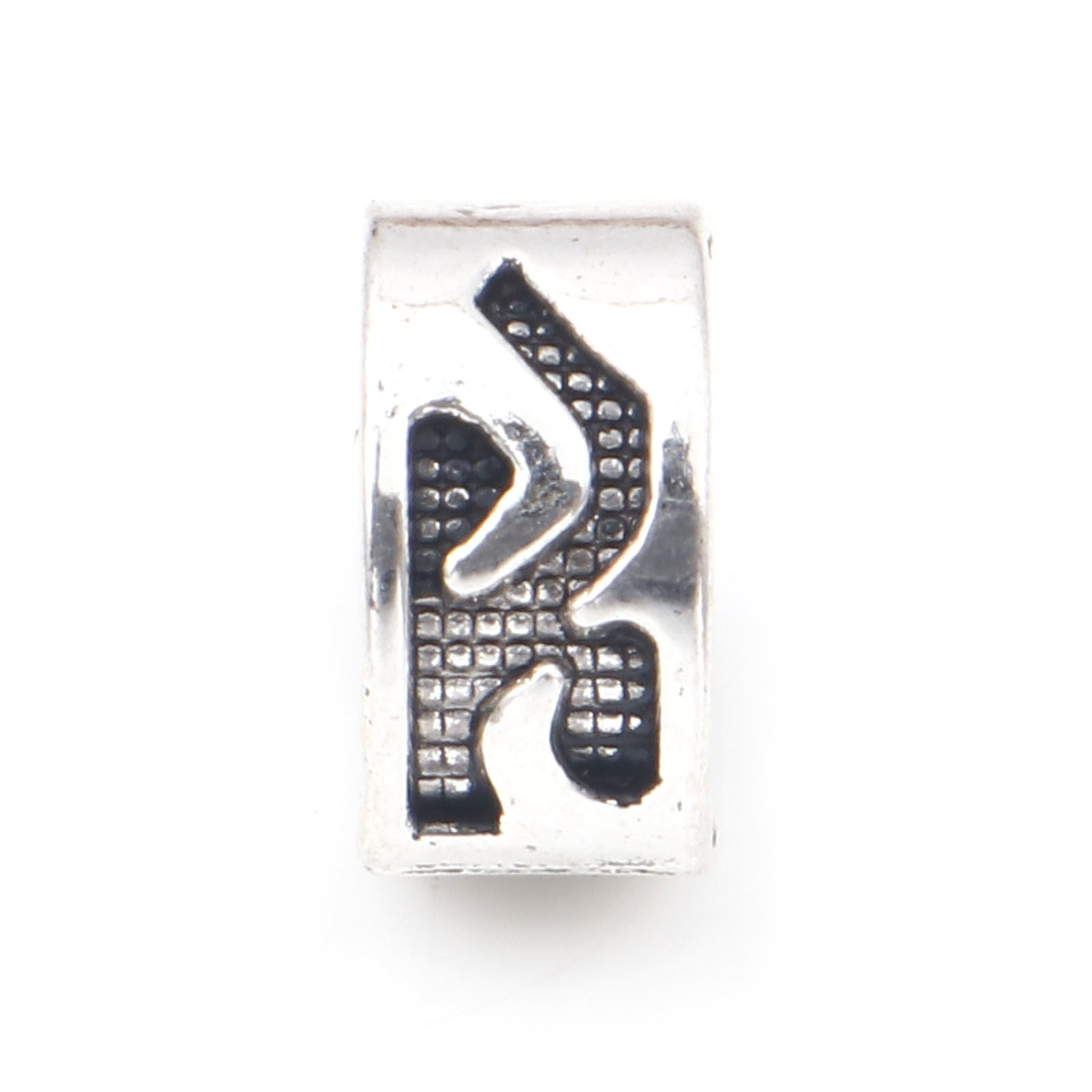 Picture of Zinc Based Alloy European Style Large Hole Charm Beads Antique Silver Color Cylinder Carved Pattern 9mm x 5mm, Hole: Approx 6.8mm, 30 PCs