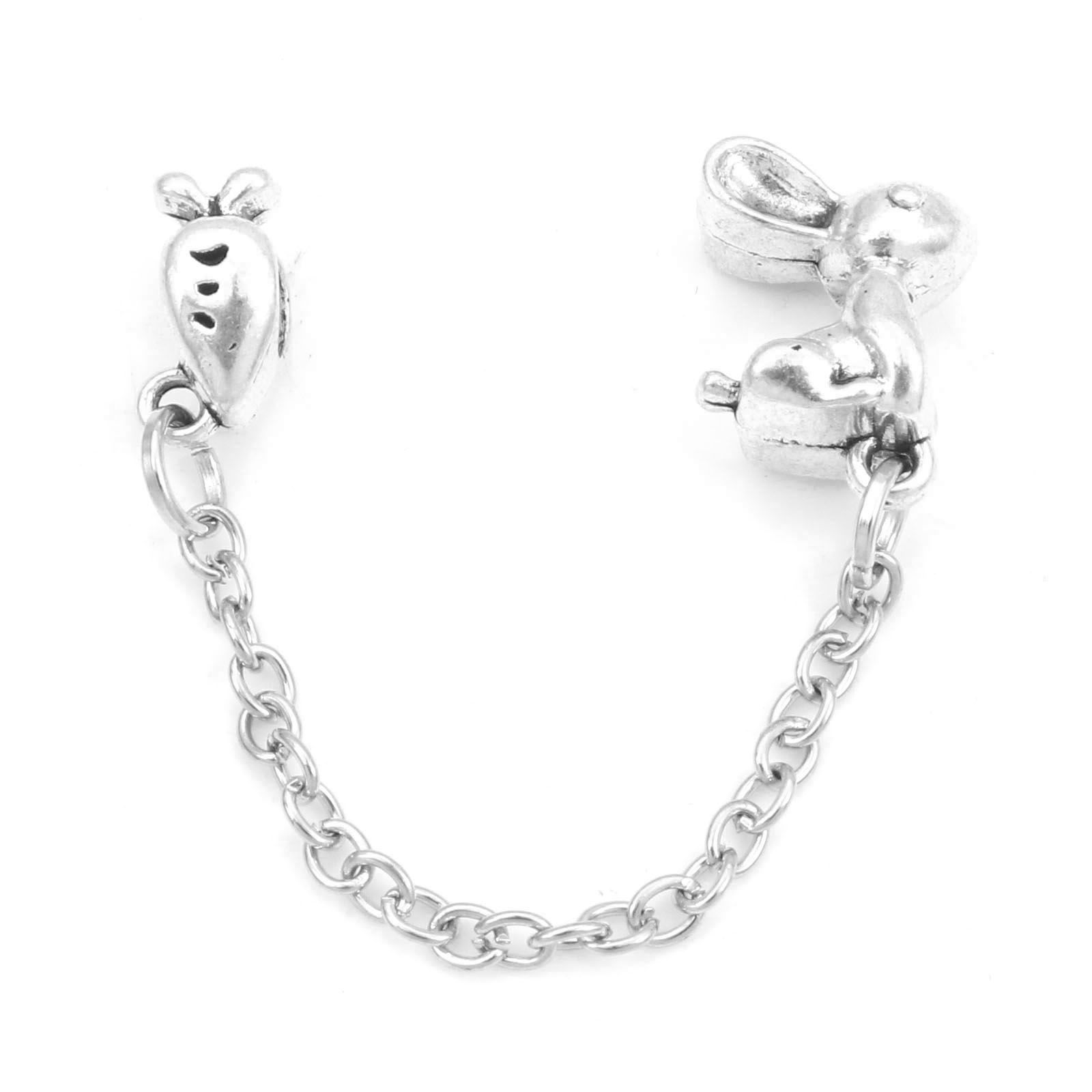 Picture of Zinc Based Alloy European Style Large Hole Charm Beads Antique Silver Color Rabbit Animal Radish 7.5cm, Hole: Approx 4mm, 10 PCs