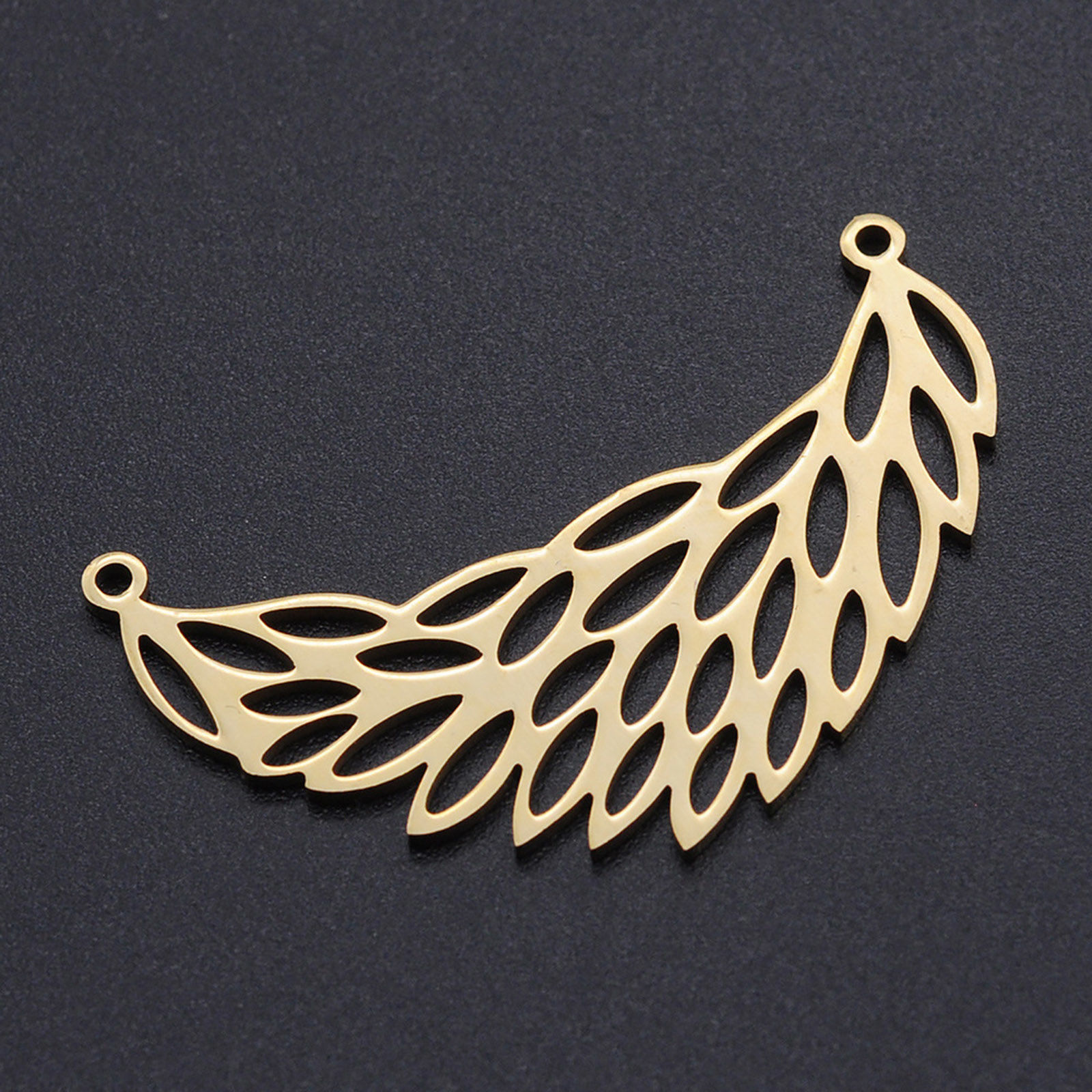 Picture of 201 Stainless Steel Connectors Gold Plated Feather Hollow 38mm x 22mm, 1 Piece