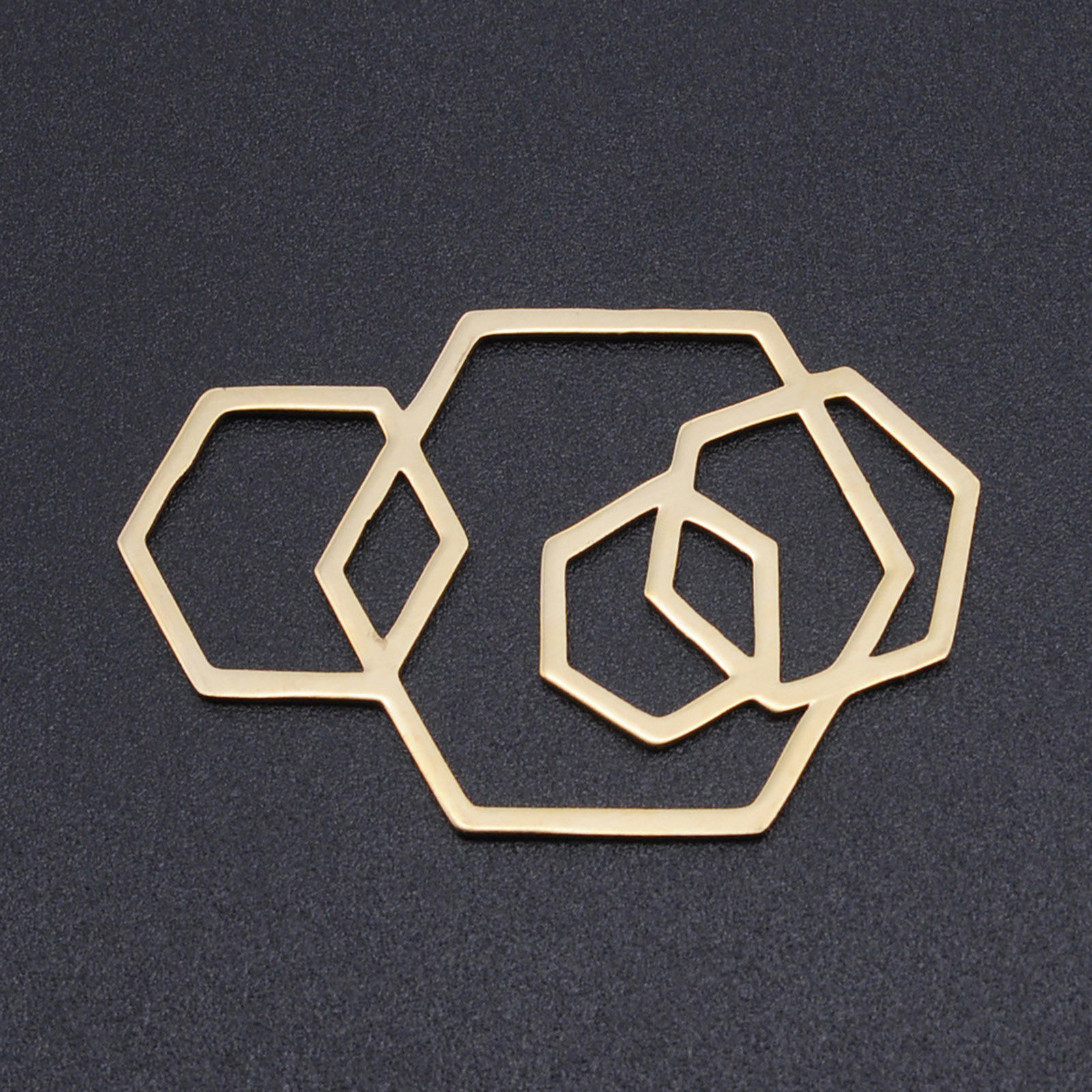 Picture of 201 Stainless Steel Connectors Gold Plated Hexagon Hollow 40mm x 25mm, 1 Piece