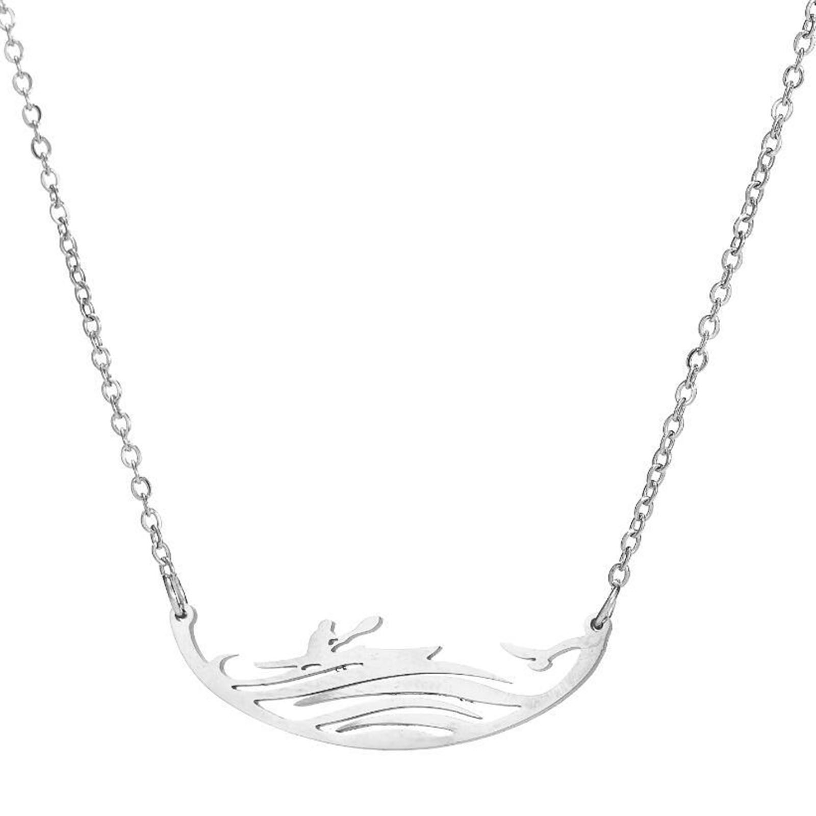 Picture of 304 Stainless Steel Necklace Silver Tone Boat Hollow 45cm(17 6/8") long, 1 Piece