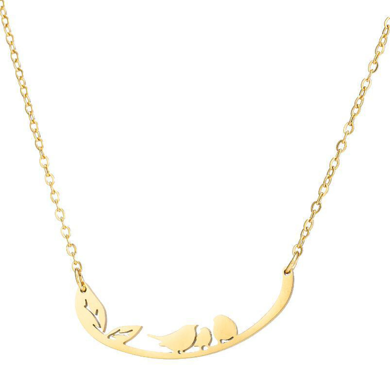 Picture of 304 Stainless Steel Necklace Gold Plated Bird Animal Hollow 45cm(17 6/8") long, 1 Piece