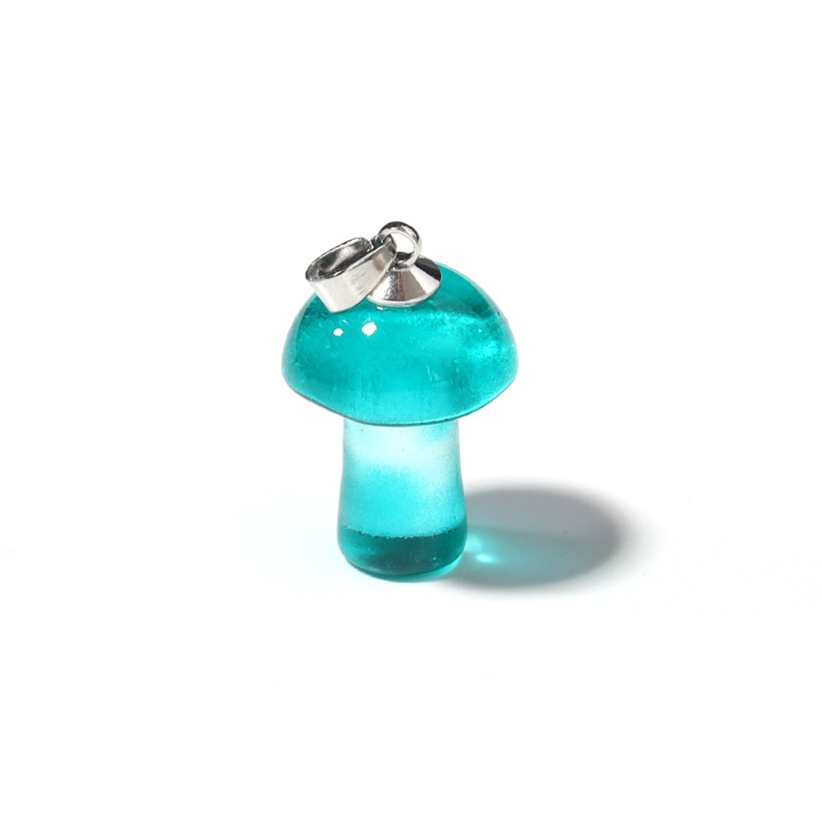 Picture of Lampwork Glass Charms Green Mushroom 3D 25mm x 15mm, 2 PCs
