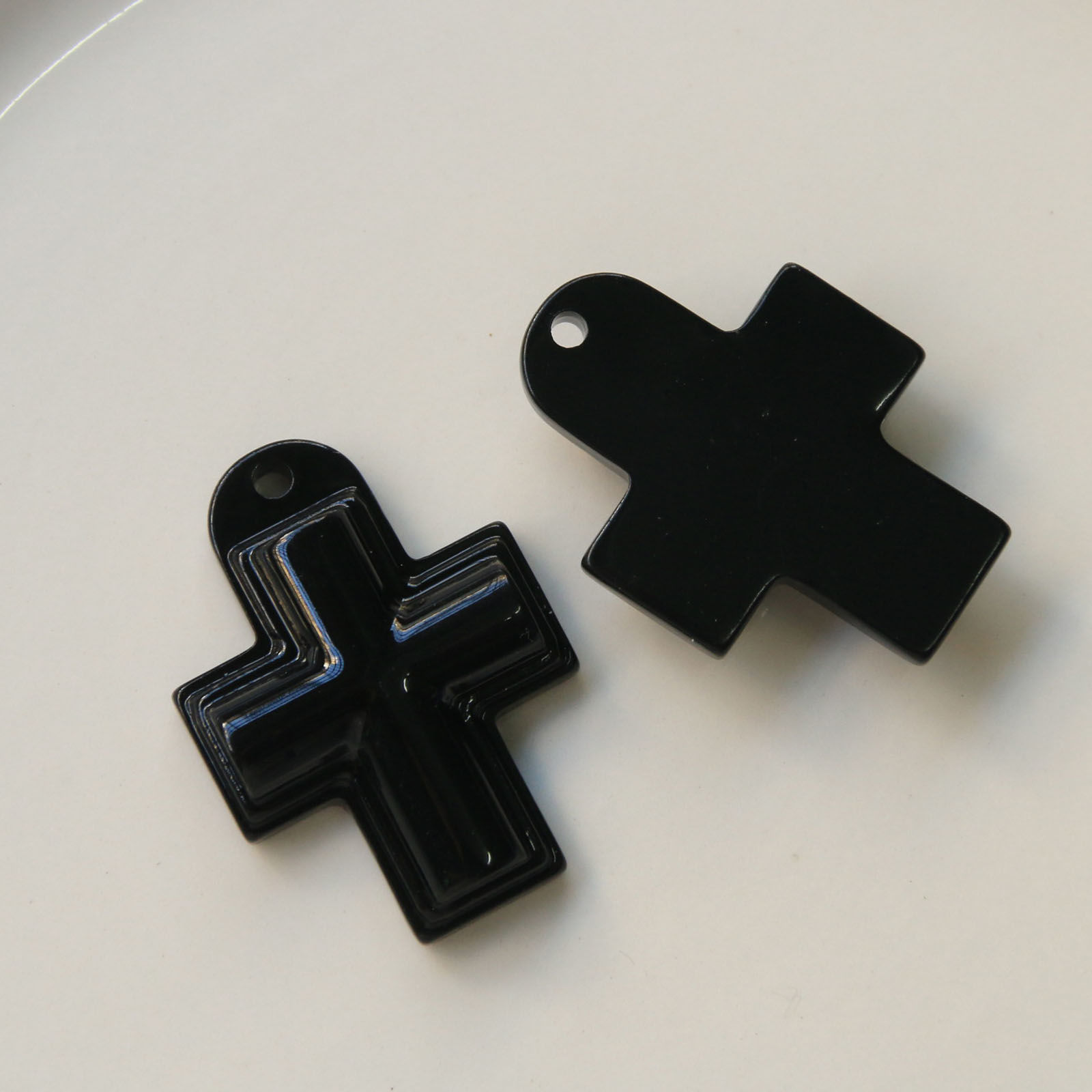 Picture of Acrylic Religious Pendants Cross Black 3.7cm x 2.7cm, 5 PCs