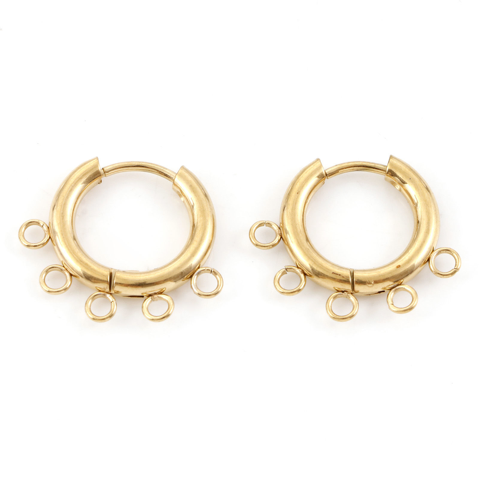Picture of 304 Stainless Steel Hoop Earrings Round Gold Plated With Loop 20mm x 18mm, Post/ Wire Size: (18 gauge), 1 Pair