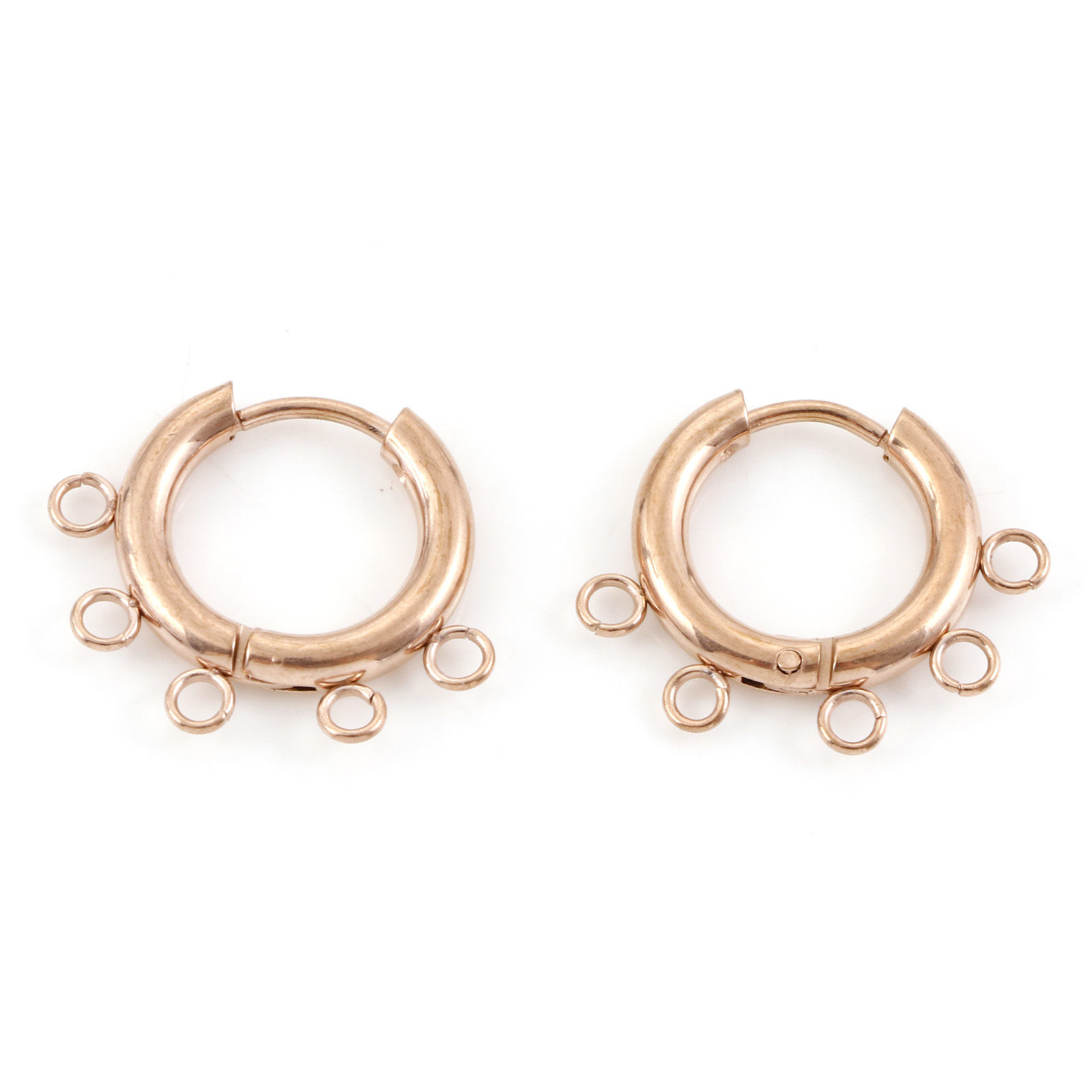Picture of 304 Stainless Steel Hoop Earrings Round Rose Gold With Loop 20mm x 18mm, Post/ Wire Size: (18 gauge), 1 Pair