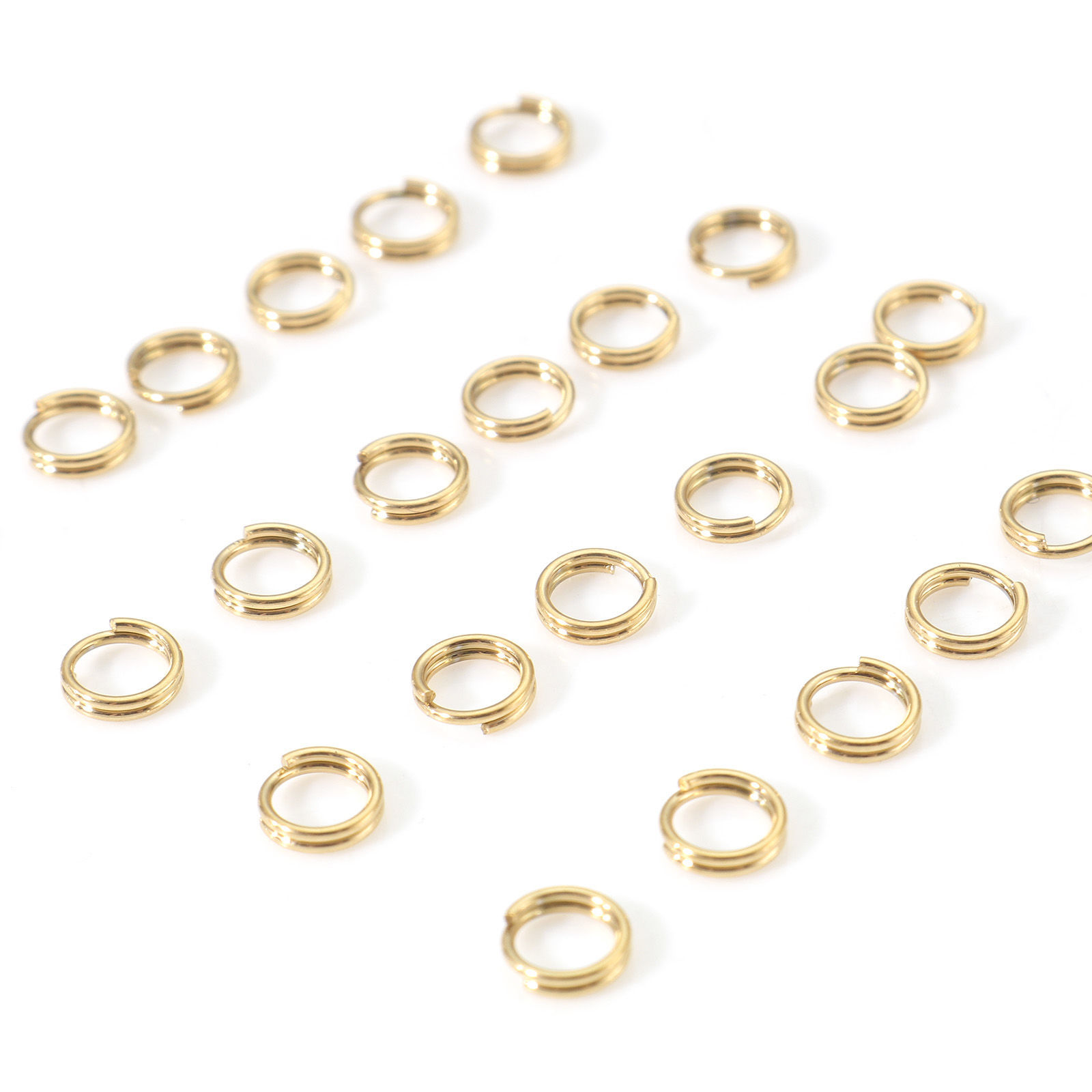 Picture of 0.5mm 316 Stainless Steel Double Split Jump Rings Findings Round Real Gold Plated 4mm Dia., 20 PCs